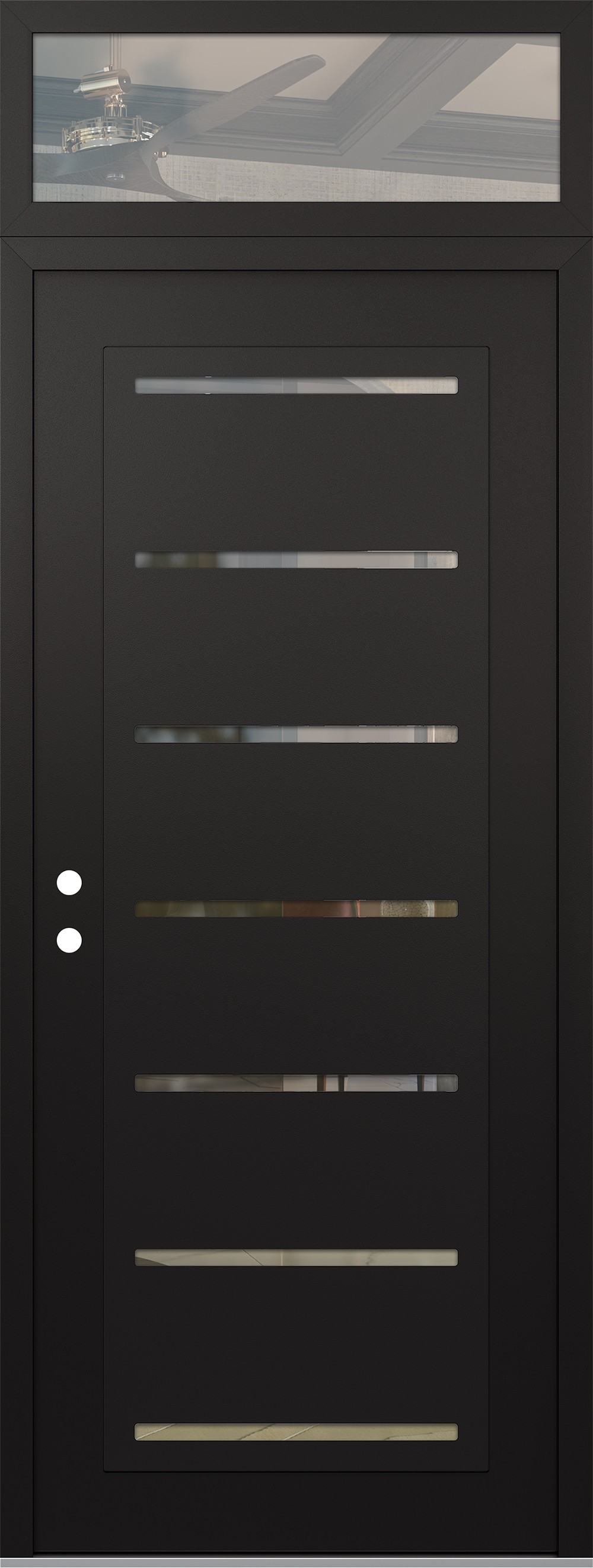 Modern Steel Front Door DIAMOND C11 36" X 96" BLACK/BLACK CLEAR GLASS PANEL BLACK RHI WITH TRANSOM CLEAR GLASS