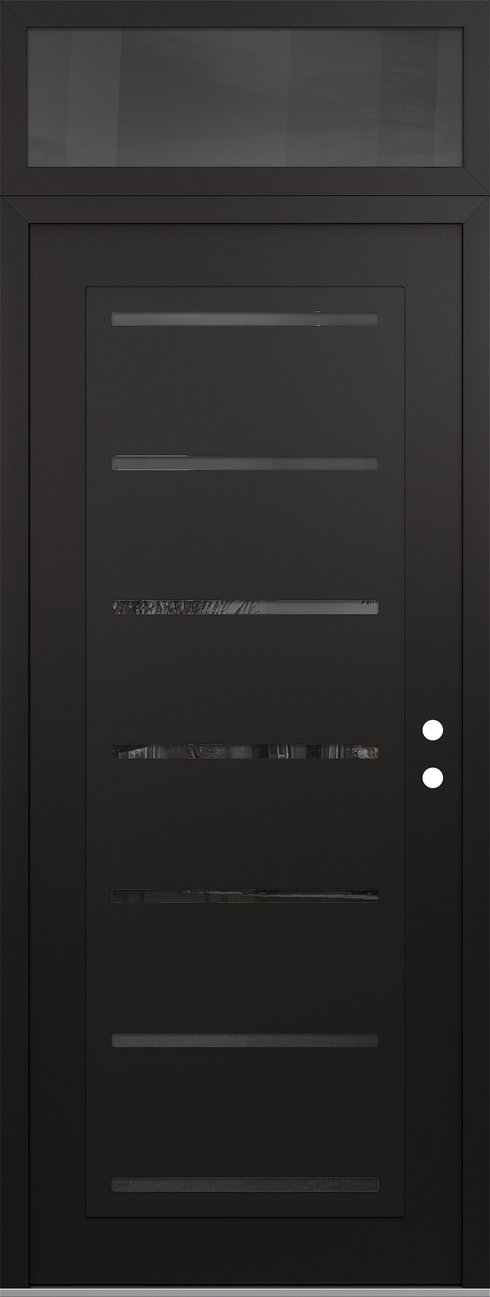 Modern Steel Front Door DIAMOND C11 36" X 96" BLACK/BLACK MIRRORED GLASS PANEL BLACK LHI WITH TRANSOM MIRRORED GLASS