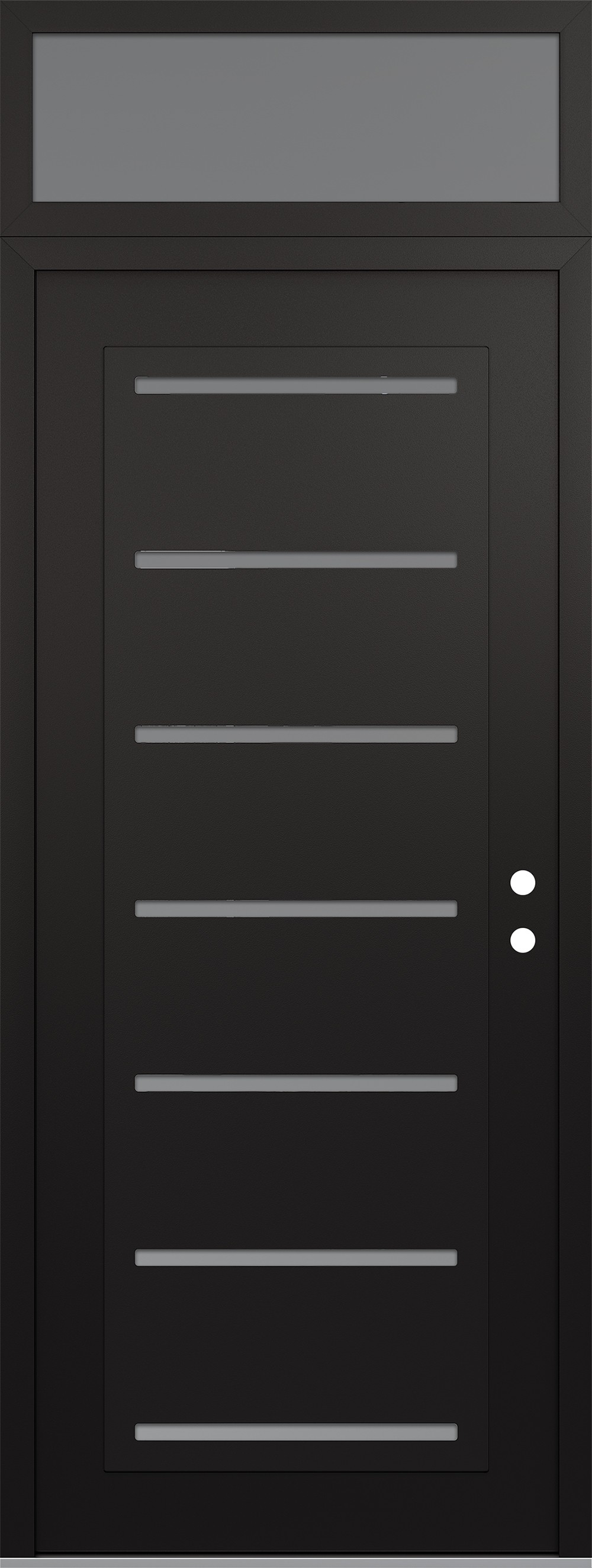 Modern Steel Front Door DIAMOND C11 36" X 96" BLACK/WHITE FROSTED GLASS PANEL BLACK LHI WITH TRANSOM FROSTED GLASS