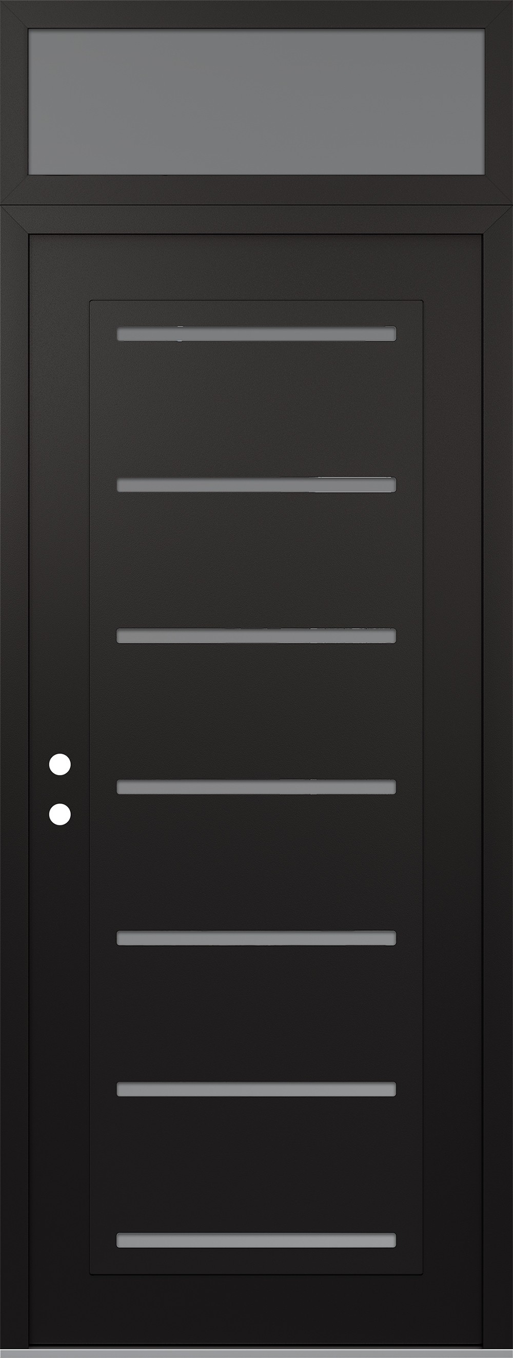 Modern Steel Front Door DIAMOND C11 36" X 96" BLACK/WHITE FROSTED GLASS PANEL BLACK RHI WITH TRANSOM FROSTED GLASS