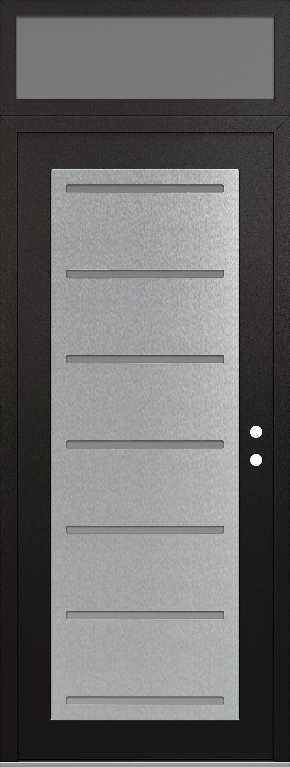 Modern Steel Front Door DIAMOND C11 36" X 96" BLACK/WHITE FROSTED GLASS PANEL STAINLESS STEEL LHI WITH TRANSOM FROSTED GLASS