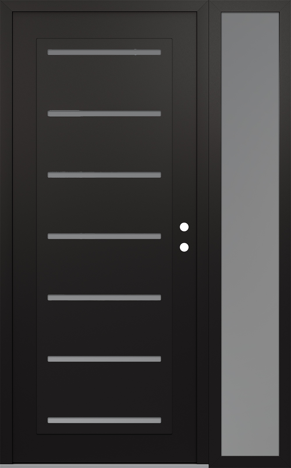 Modern Steel Front Door Diamond C11 48" x 80" black/white frosted Glass Panel black LHI with Sidelite frosted Glass