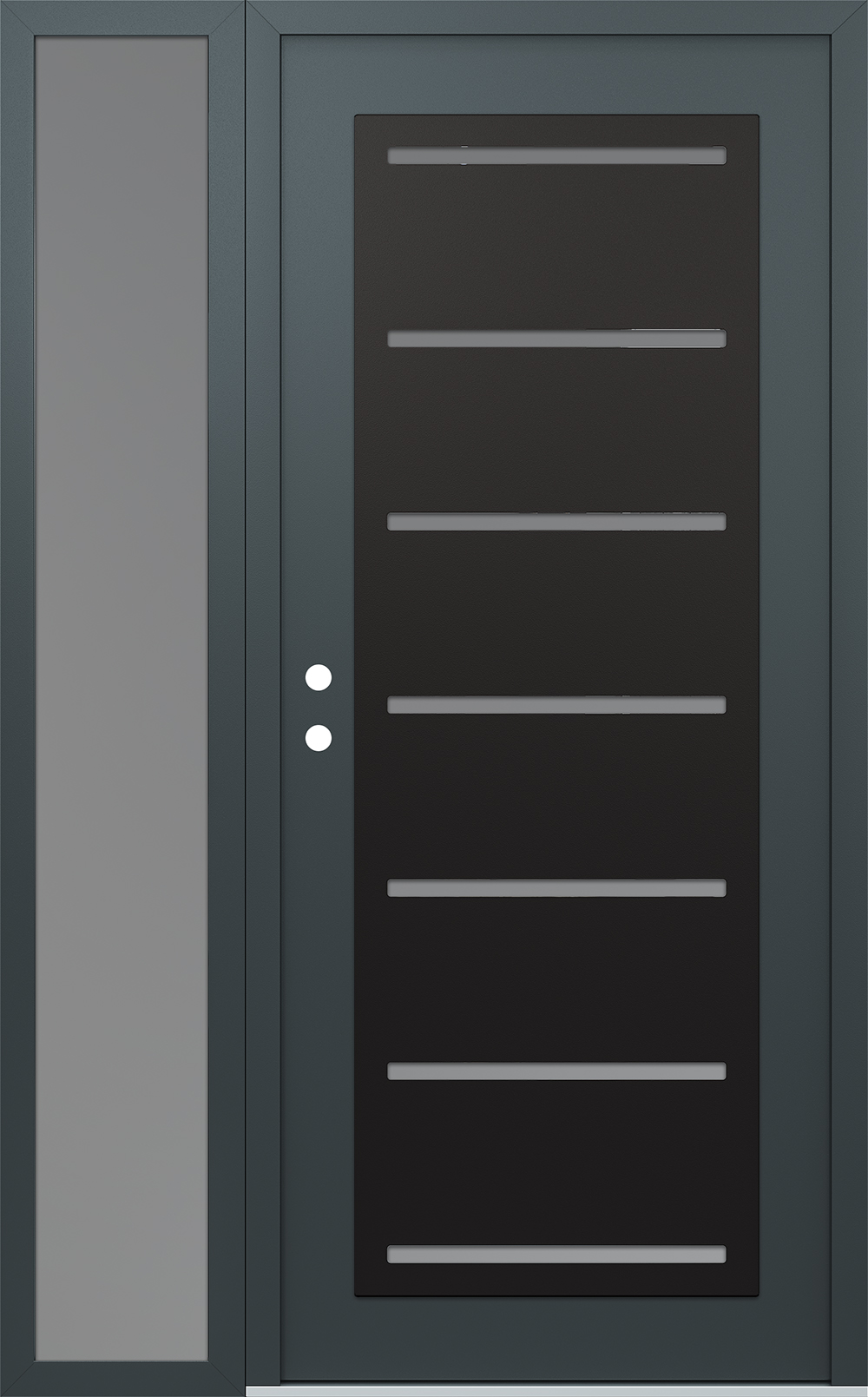 Modern Steel Front Door Diamond C11 50" x 80" anthracite/anthracite frosted Glass Panel black RHI with Sidelite frosted Glass