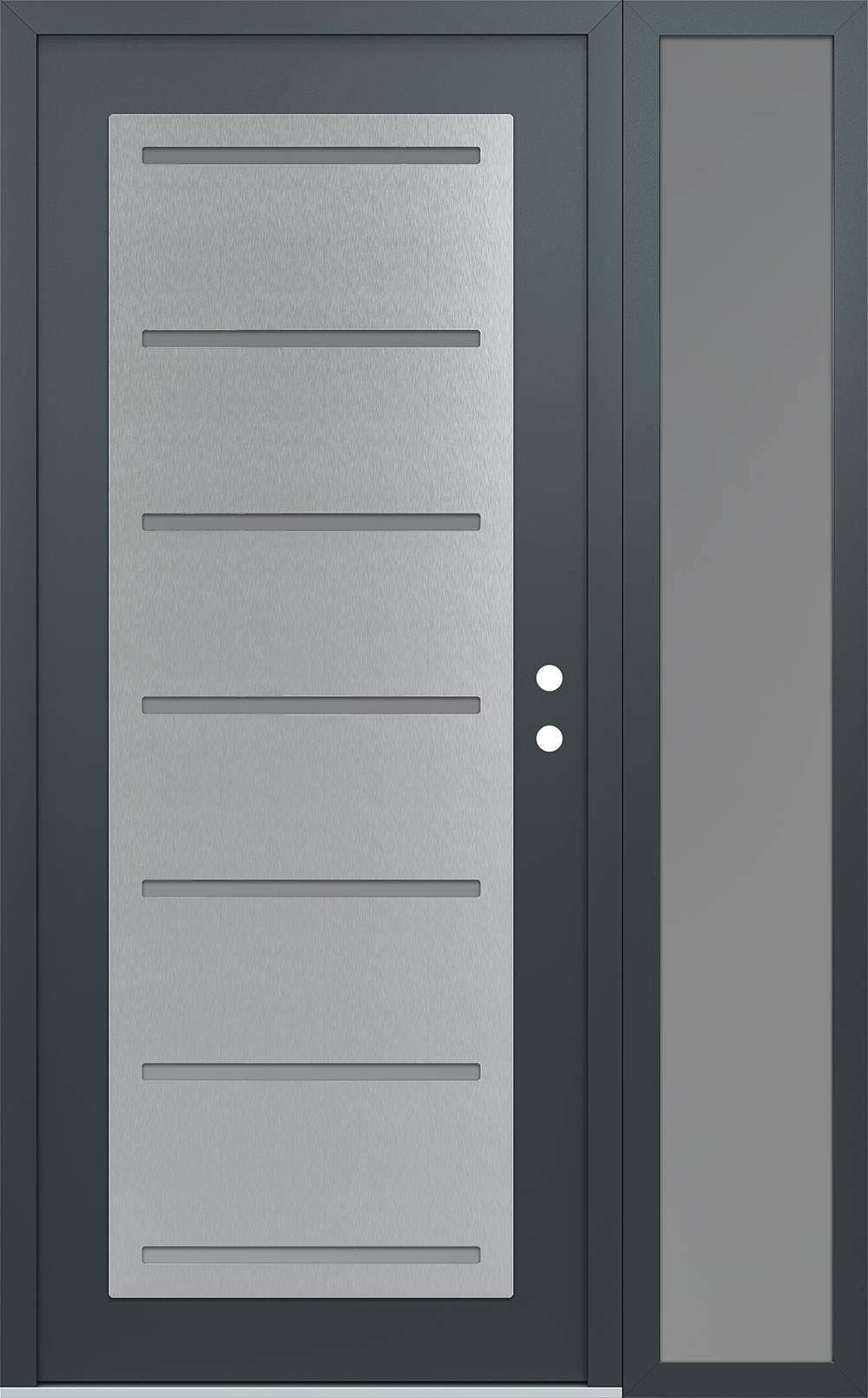 Modern Steel Front Door Diamond C11 50" x 80" anthracite/anthracite frosted Glass Panel stainless steel LHI with Sidelite frosted Glass
