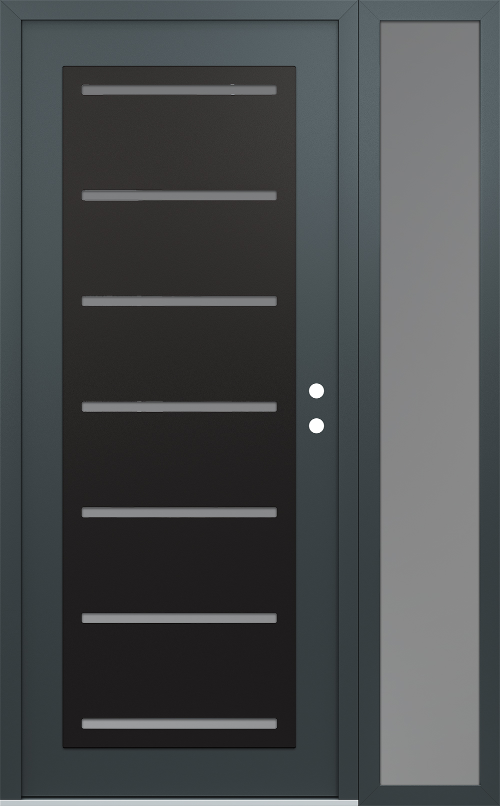 Modern Steel Front Door Diamond C11 52" x 80" anthracite/anthracite frosted Glass Panel black LHI with Sidelite frosted Glass