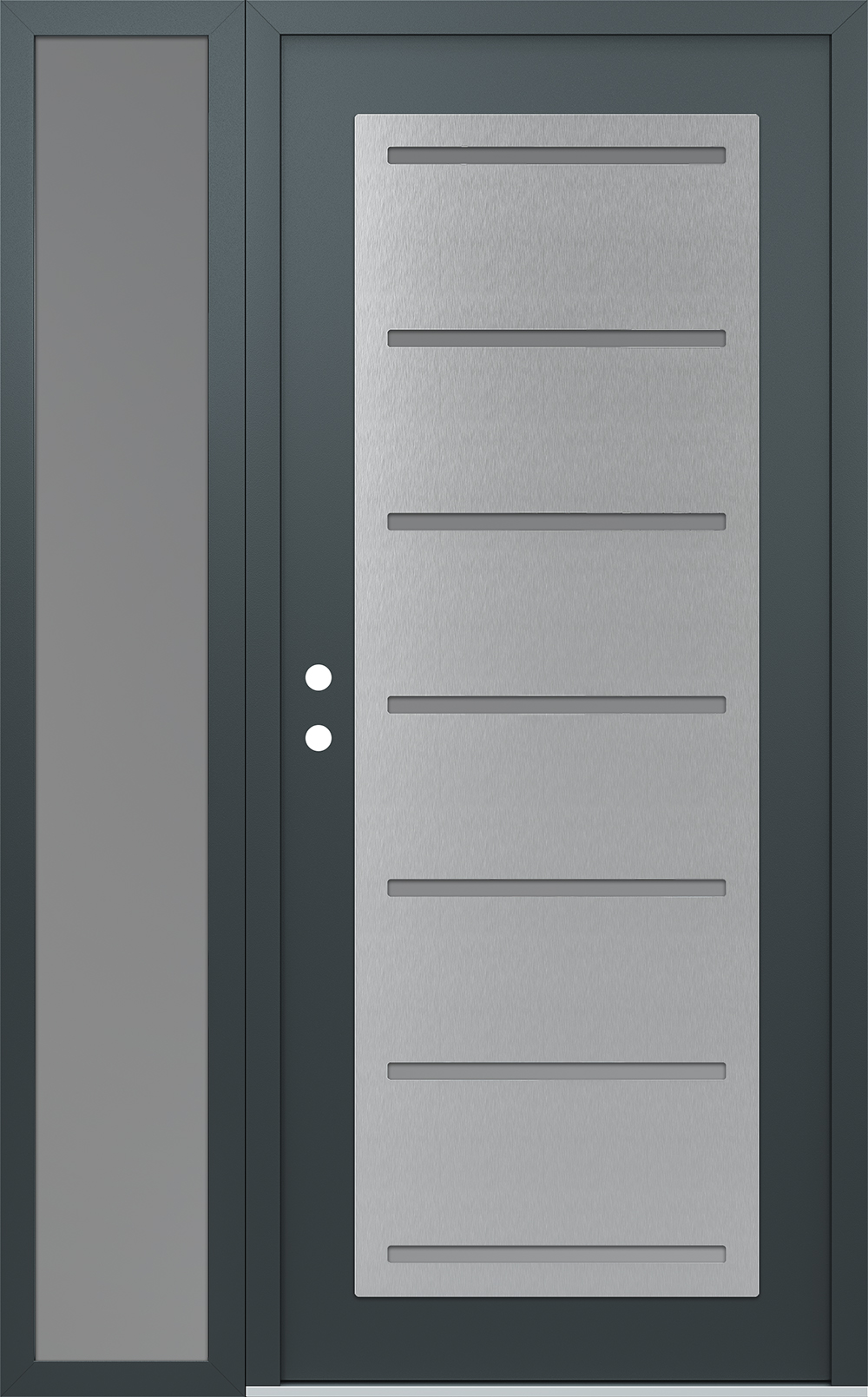 Modern Steel Front Door Diamond C11 52" x 80" anthracite/anthracite frosted Glass Panel stainless steel RHI with Sidelite frosted Glass