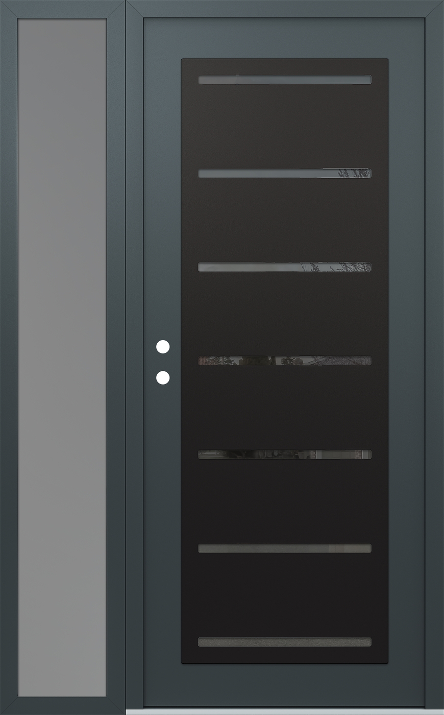 Modern Steel Front Door Diamond C11 52" x 80" anthracite/anthracite mirrored Glass Panel black RHI with Sidelite frosted Glass
