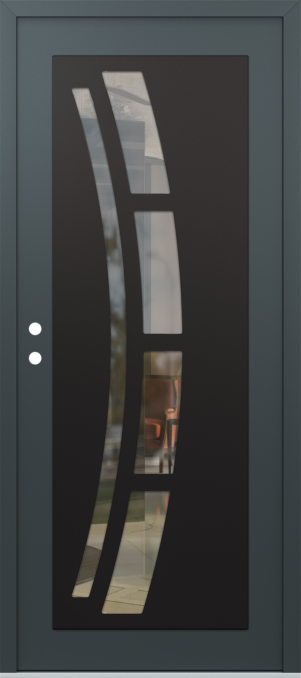 Modern Steel Front Door Diamond C12 36" x 80" anthracite/anthracite clear Glass Panel black RHI