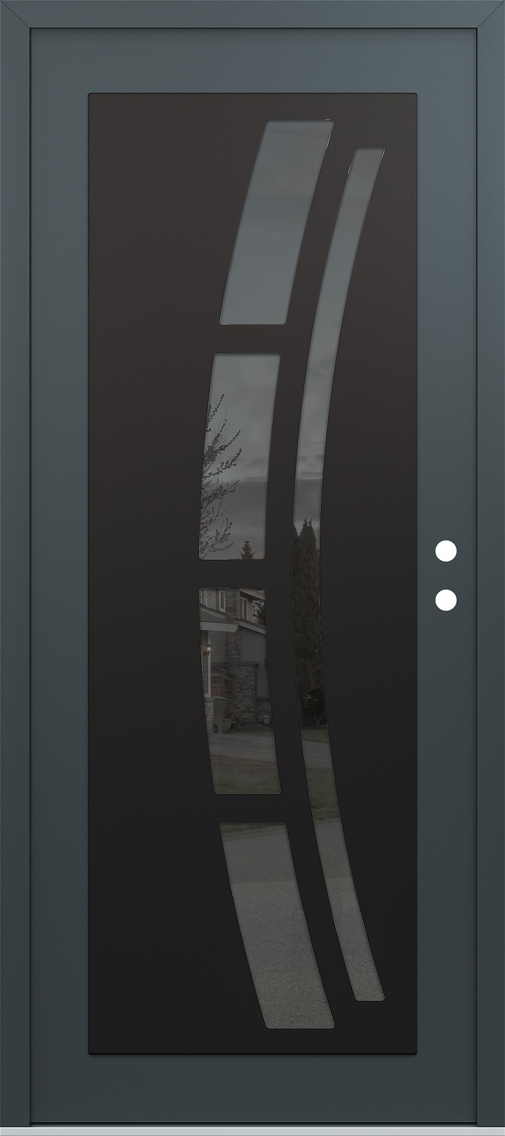 Modern Steel Front Door Diamond C12 36" x 80" anthracite/anthracite mirrored Glass Panel black LHI