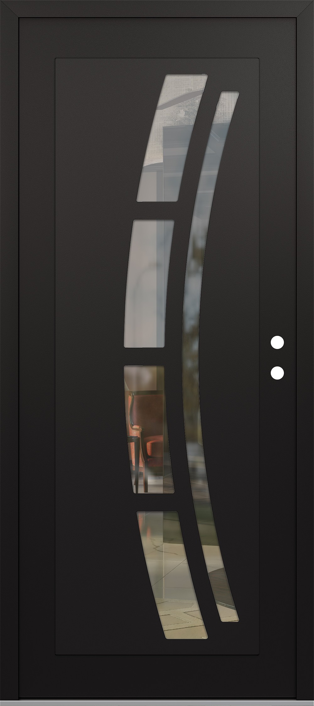 Modern Steel Front Door Diamond C12 36" x 80" black/black clear Glass Panel black LHI