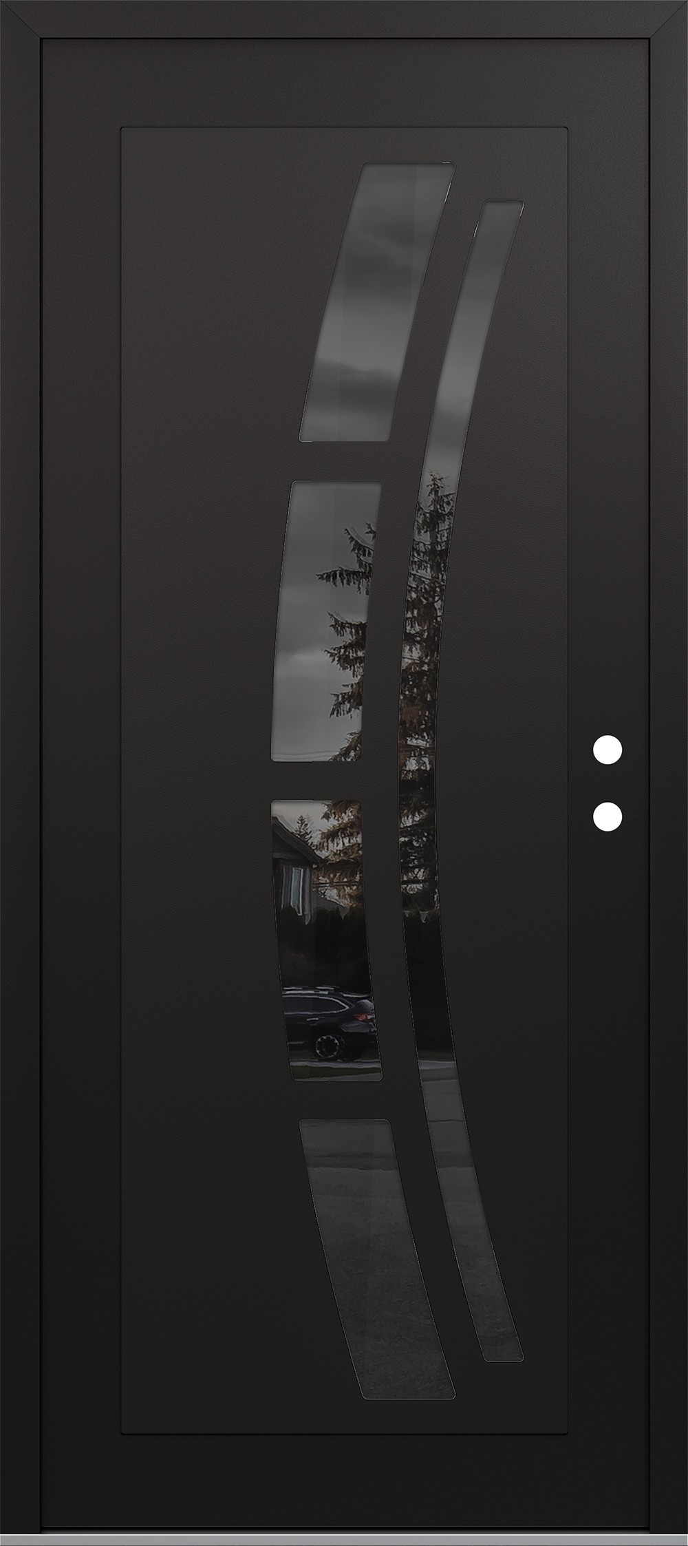 Modern Steel Front Door Diamond C12 36" x 80" black/black mirrored Glass Panel black LHI