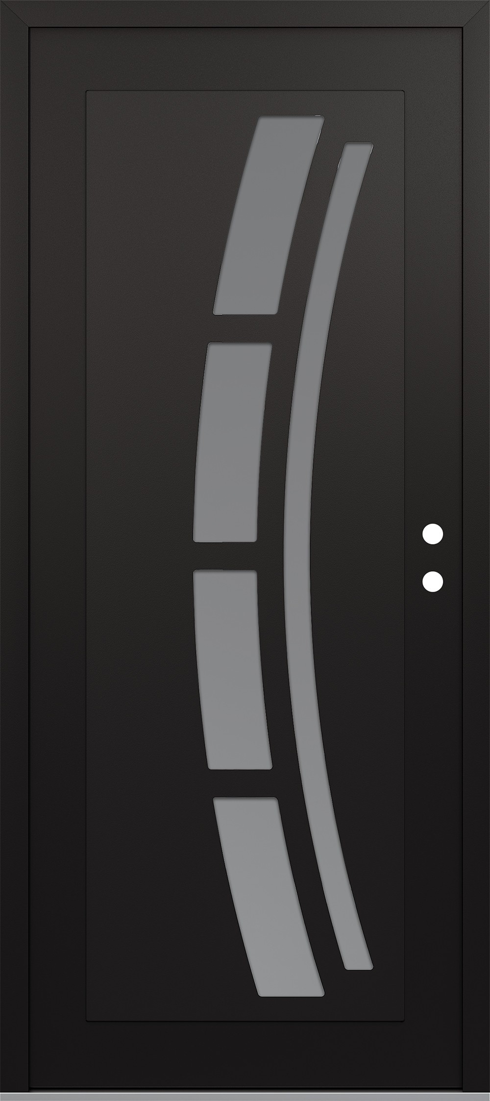 Modern Steel Front Door Diamond C12 36" x 80" black/white frosted Glass Panel black LHI