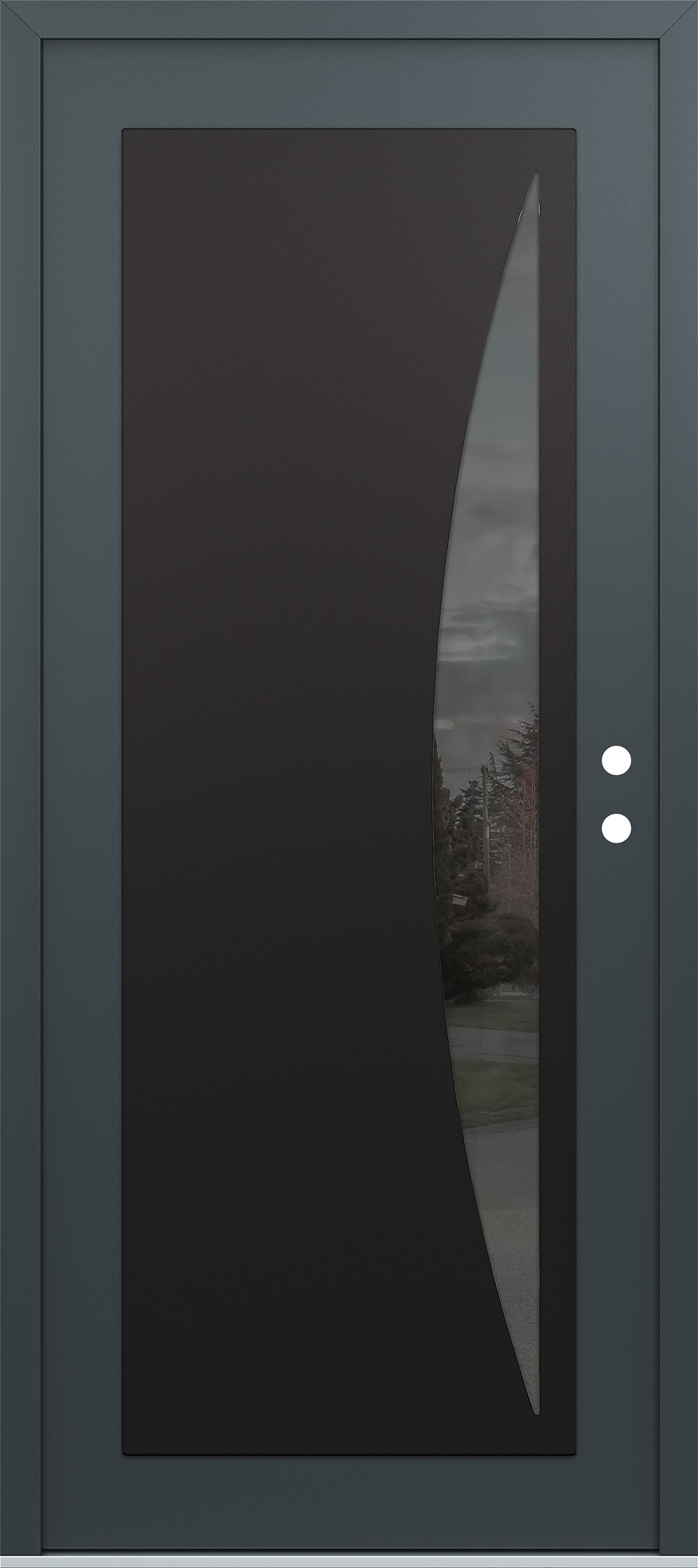Modern Steel Front Door Diamond C13 36" x 80" anthracite/anthracite mirrored Glass Panel black LHI