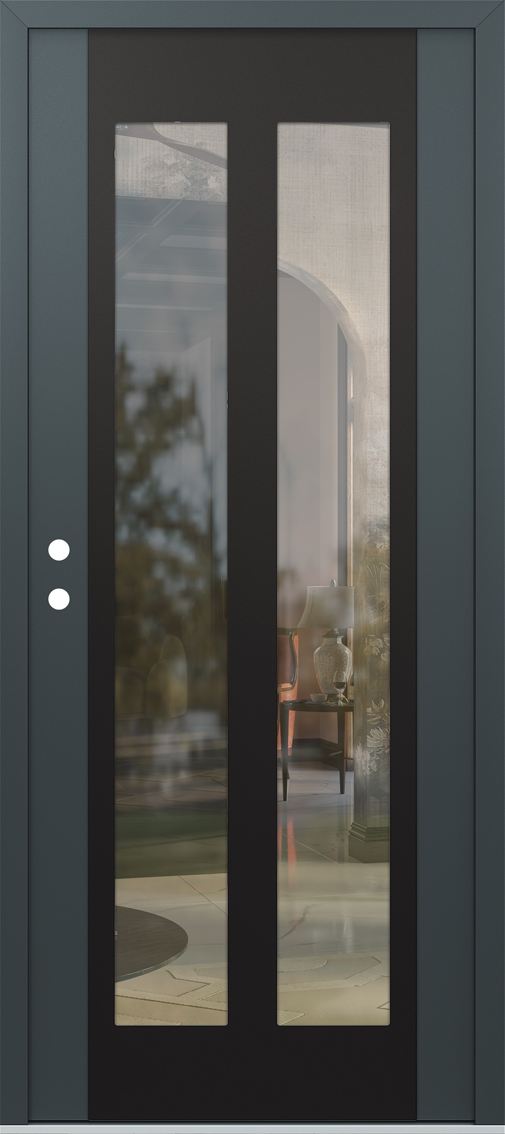 Modern Steel Front Door Diamond C14 36" x 80" anthracite/anthracite clear Glass Panel black RHI