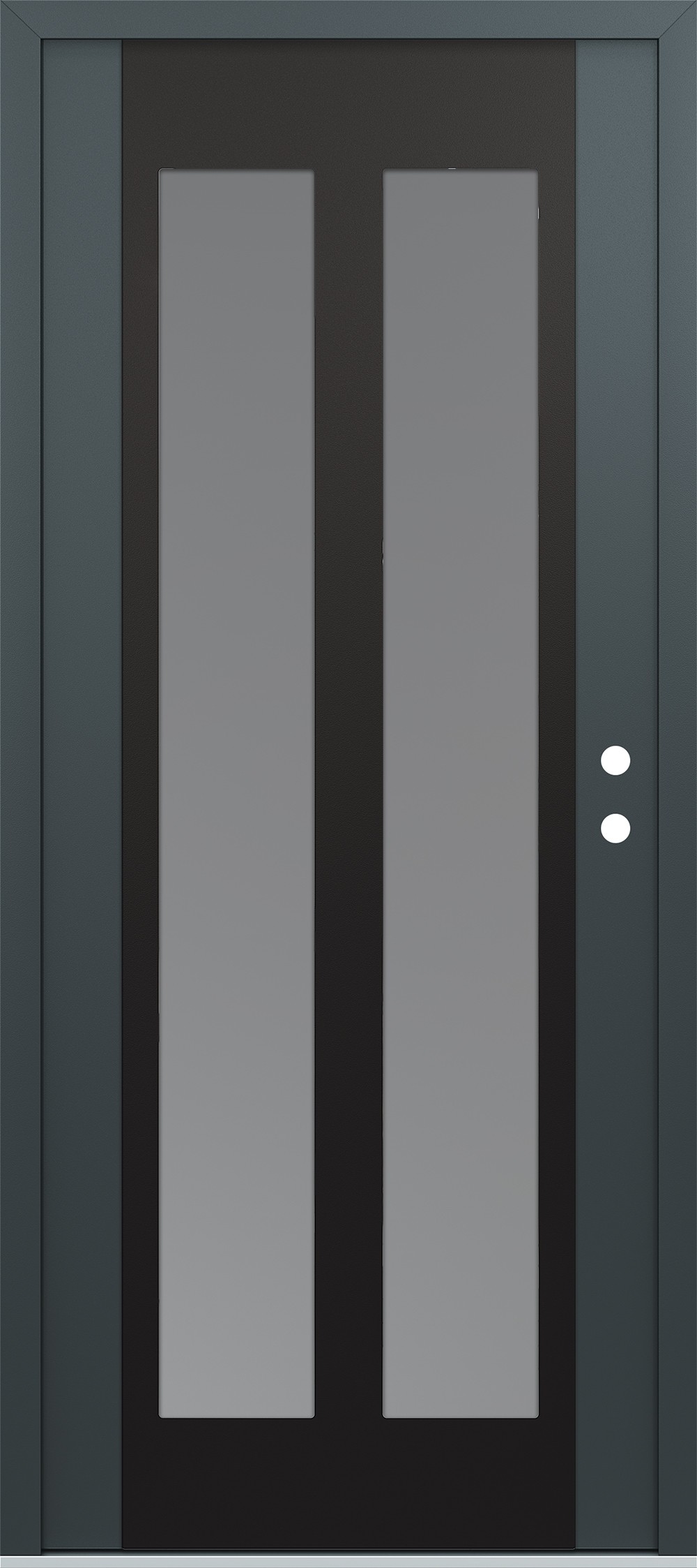 Modern Steel Front Door Diamond C14 36" x 80" anthracite/anthracite frosted Glass Panel black LHI