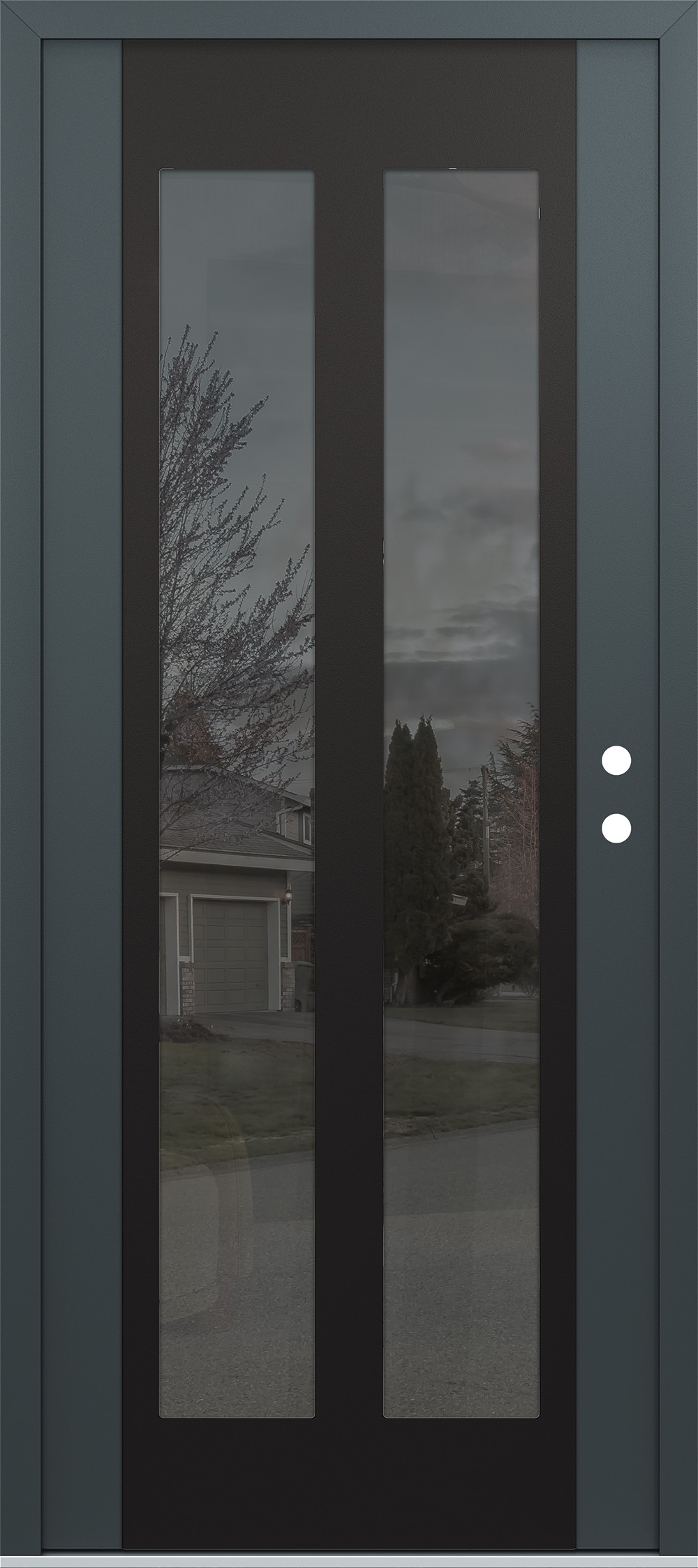 Modern Steel Front Door Diamond C14 36" x 80" anthracite/anthracite mirrored Glass Panel black LHI