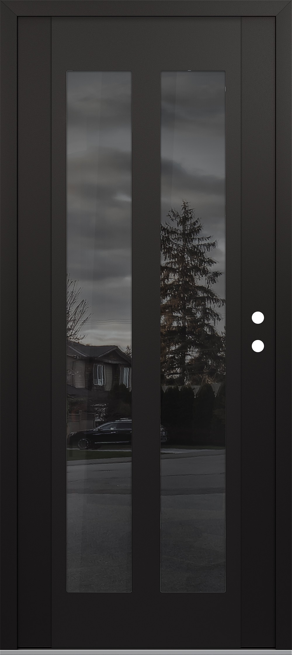 Modern Steel Front Door Diamond C14 36" x 80" black/black mirrored Glass Panel black LHI