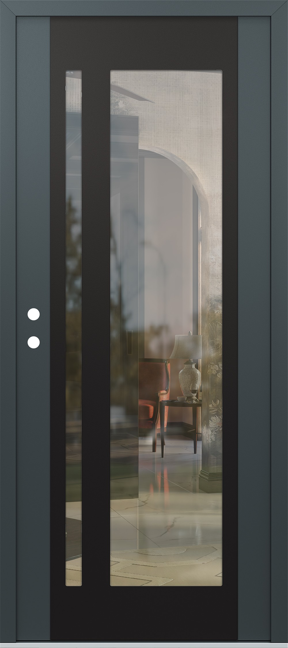 Modern Steel Front Door Diamond C15 36" x 80" anthracite/anthracite clear Glass Panel black RHI