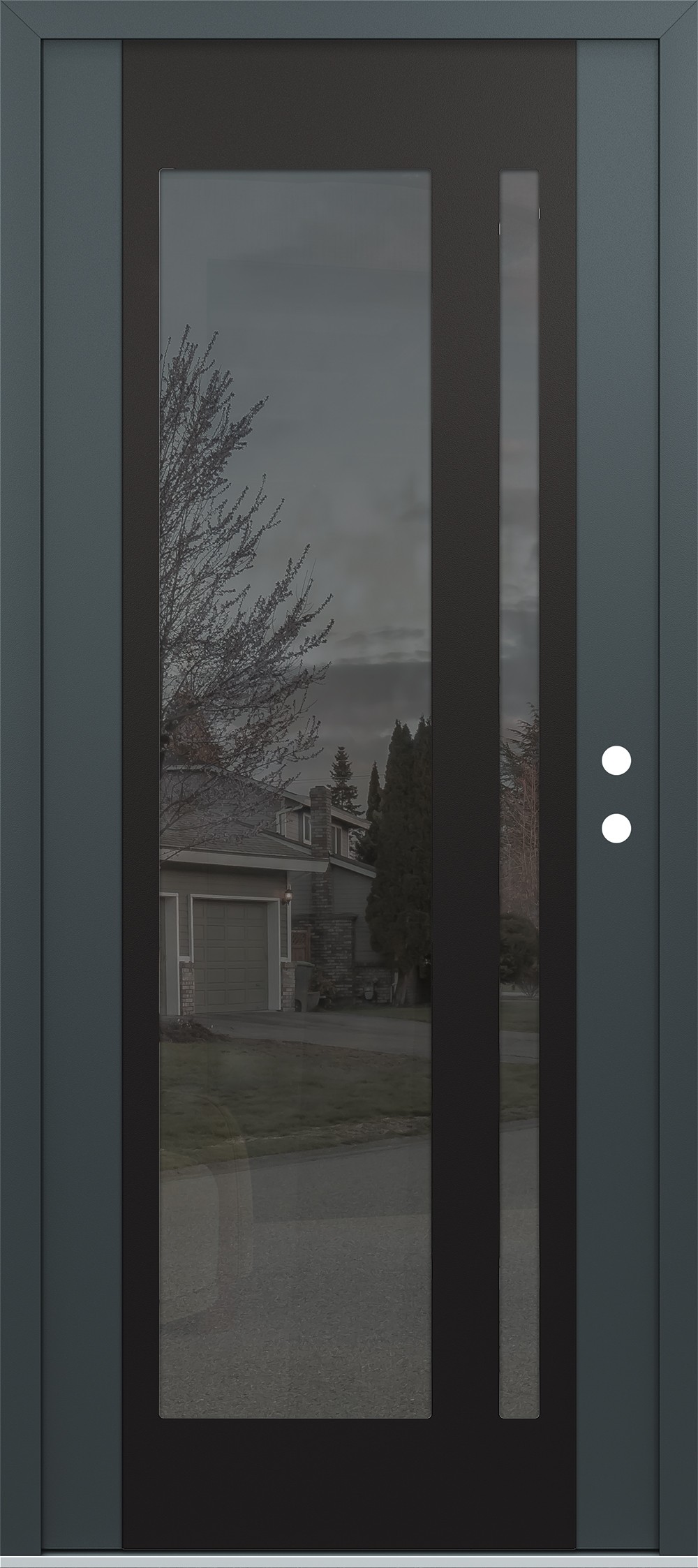 Modern Steel Front Door Diamond C15 36" x 80" anthracite/anthracite mirrored Glass Panel black LHI