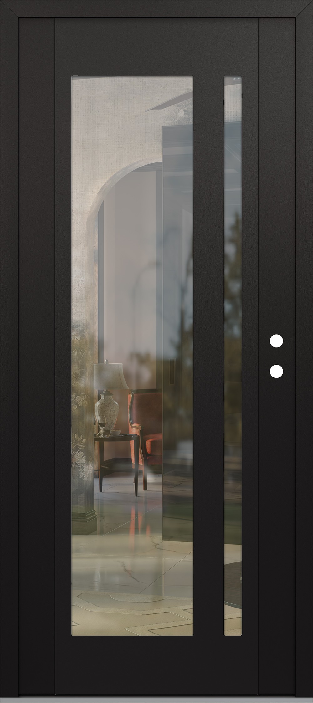 Modern Steel Front Door Diamond C15 36" x 80" black/black clear Glass Panel black LHI