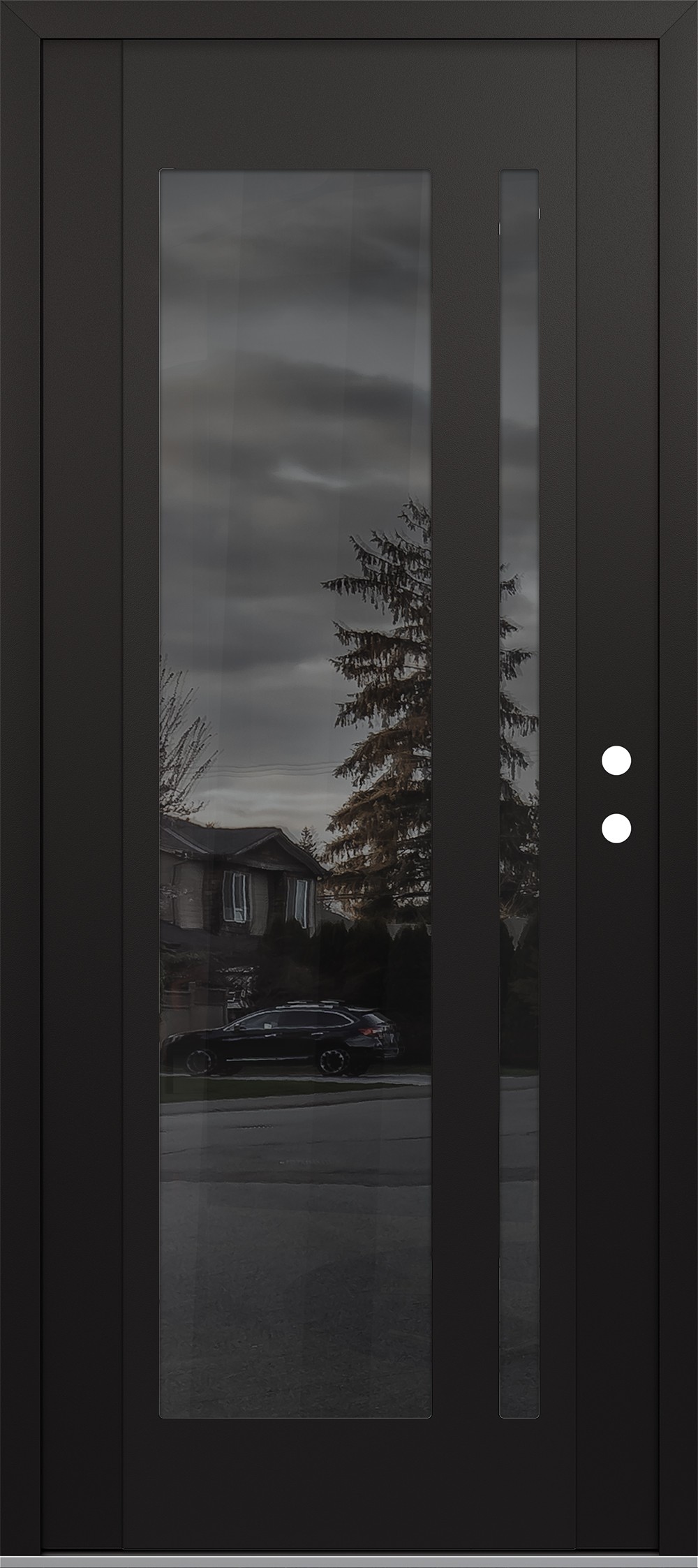 Modern Steel Front Door Diamond C15 36" x 80" black/black mirrored Glass Panel black LHI