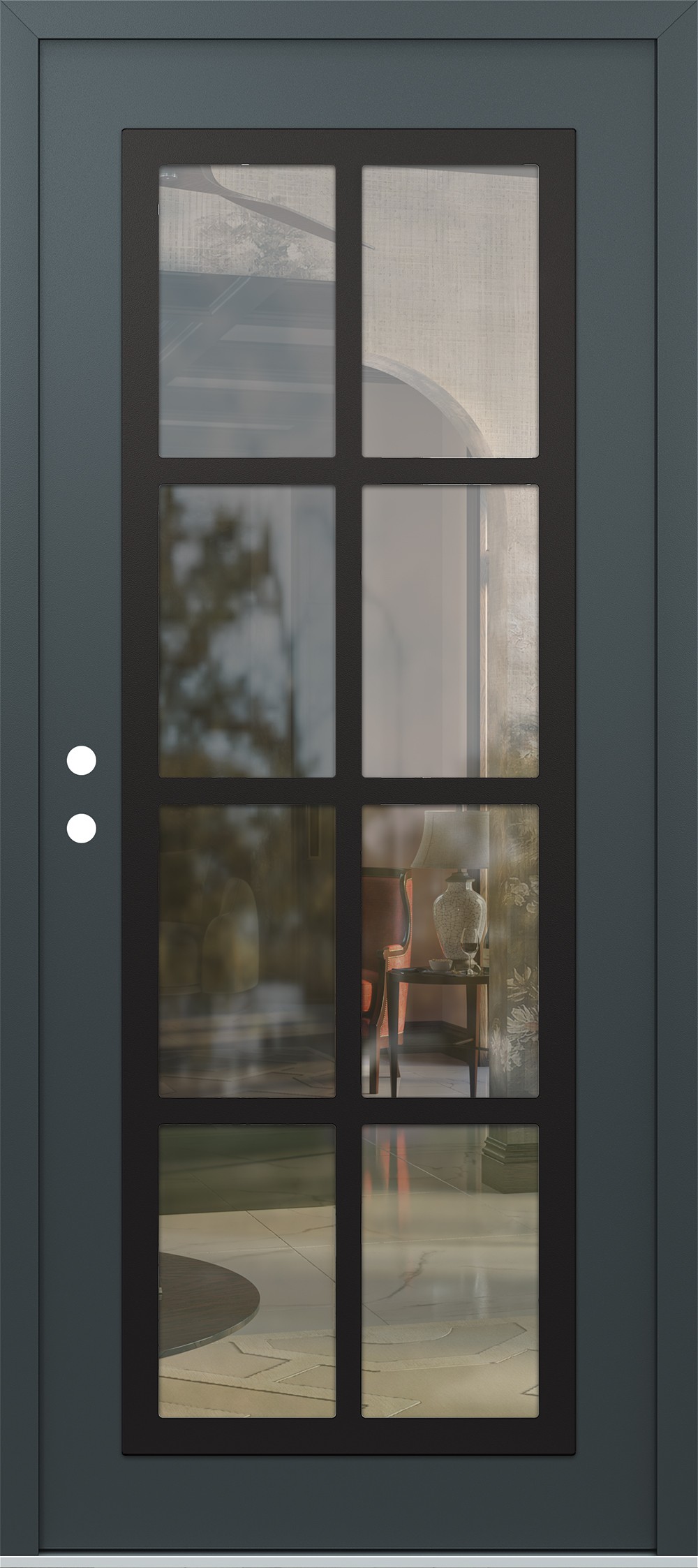 Modern Steel Front Door Diamond C16 36" x 80" anthracite/anthracite clear Glass Panel black RHI