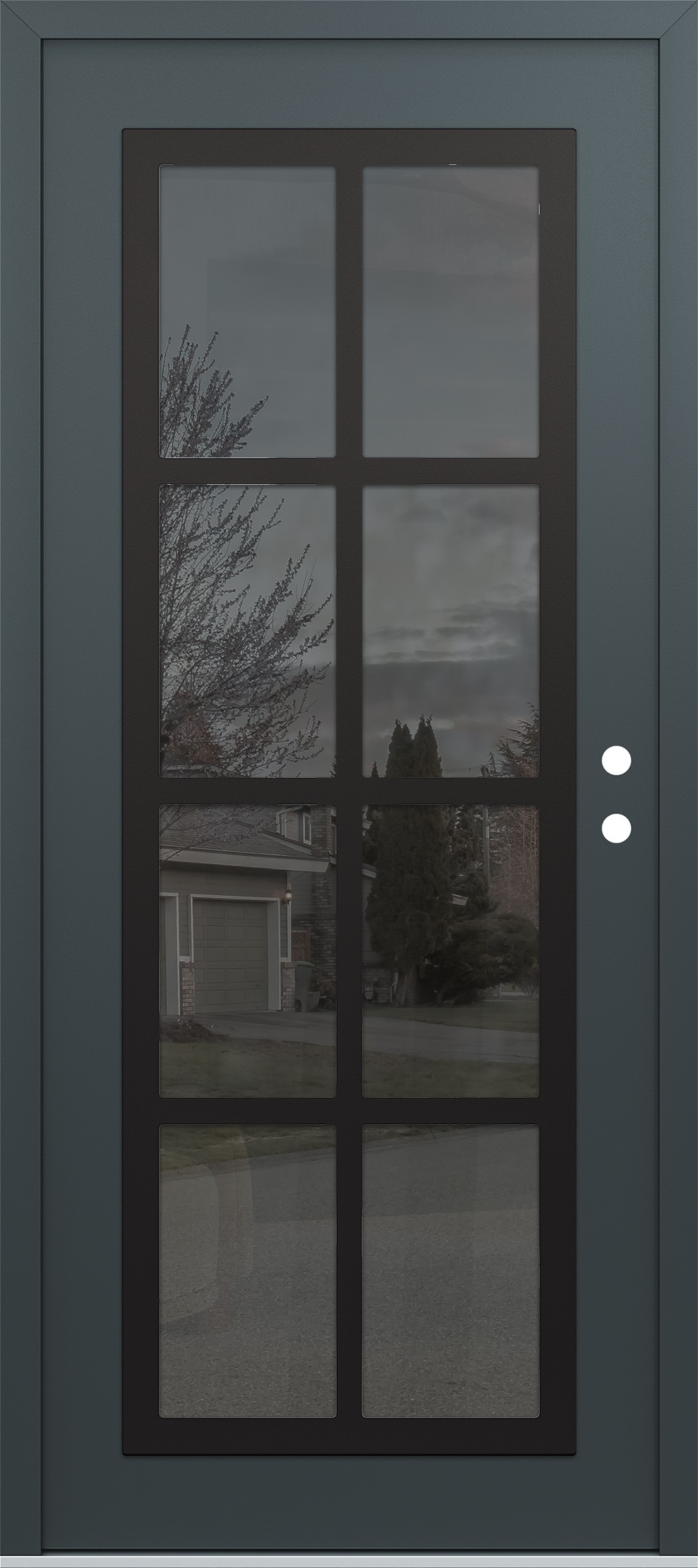 Modern Steel Front Door Diamond C16 36" x 80" anthracite/anthracite mirrored Glass Panel black LHI