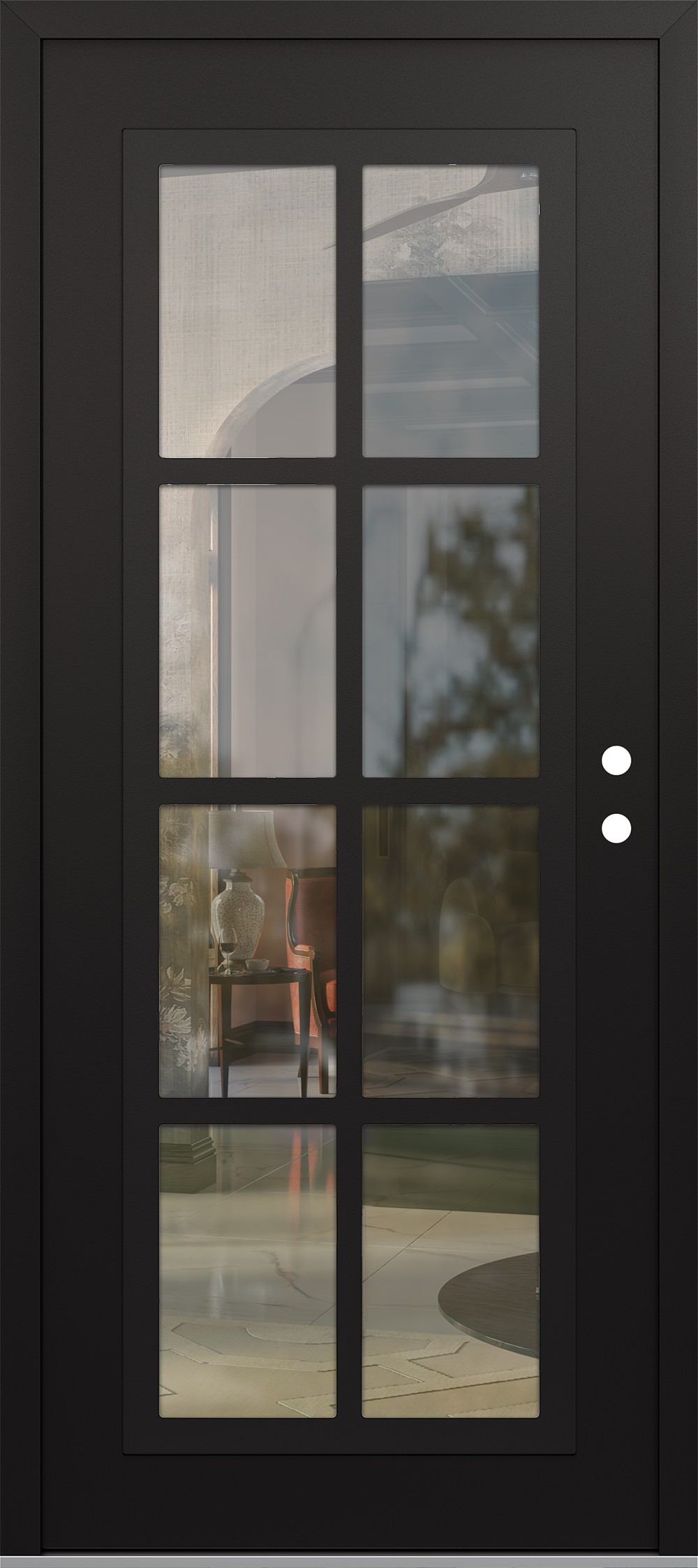 Modern Steel Front Door Diamond C16 36" x 80" black/black clear Glass Panel black LHI