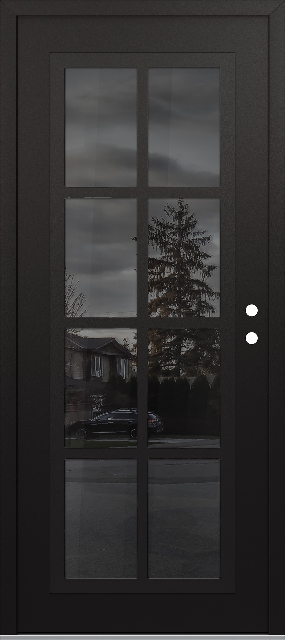 Modern Steel Front Door Diamond C16 36" x 80" black/black mirrored Glass Panel black LHI