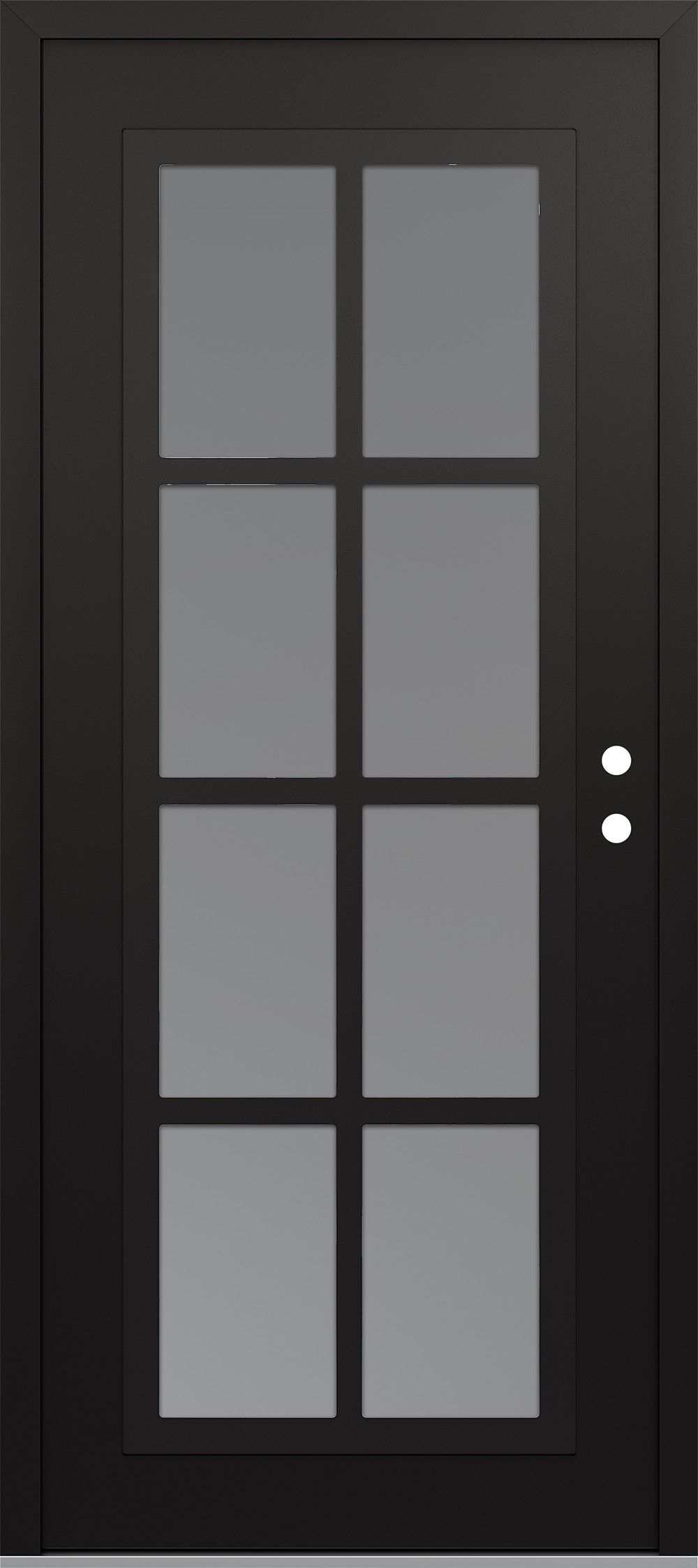Modern Steel Front Door Diamond C16 36" x 80" black/white frosted Glass Panel black LHI