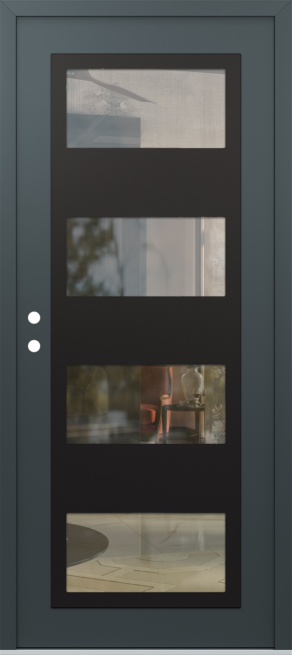 Modern Steel Front Door Diamond C2 36" x 80" anthracite/anthracite clear Glass Panel black RHI