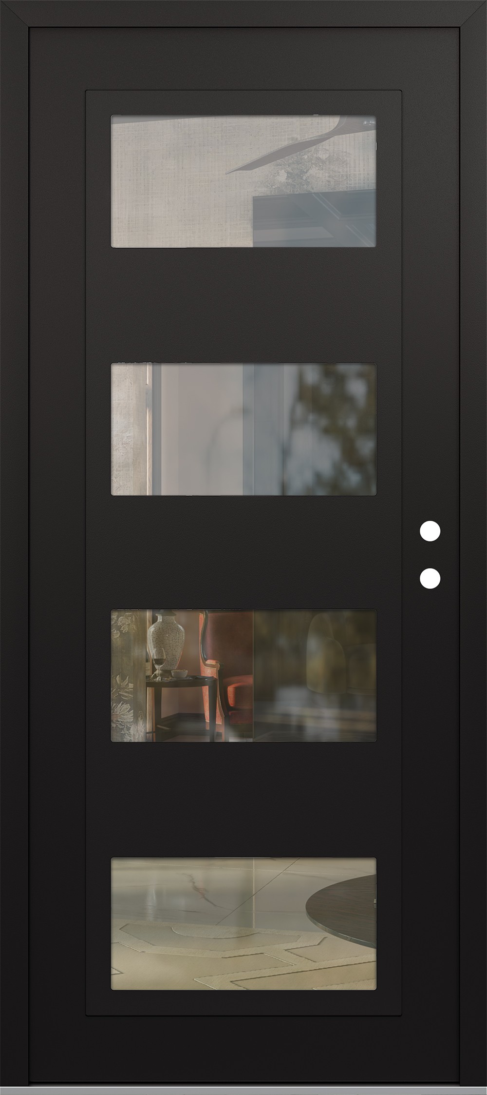 Modern Steel Front Door Diamond C2 36" x 80" black/black clear Glass Panel black LHI