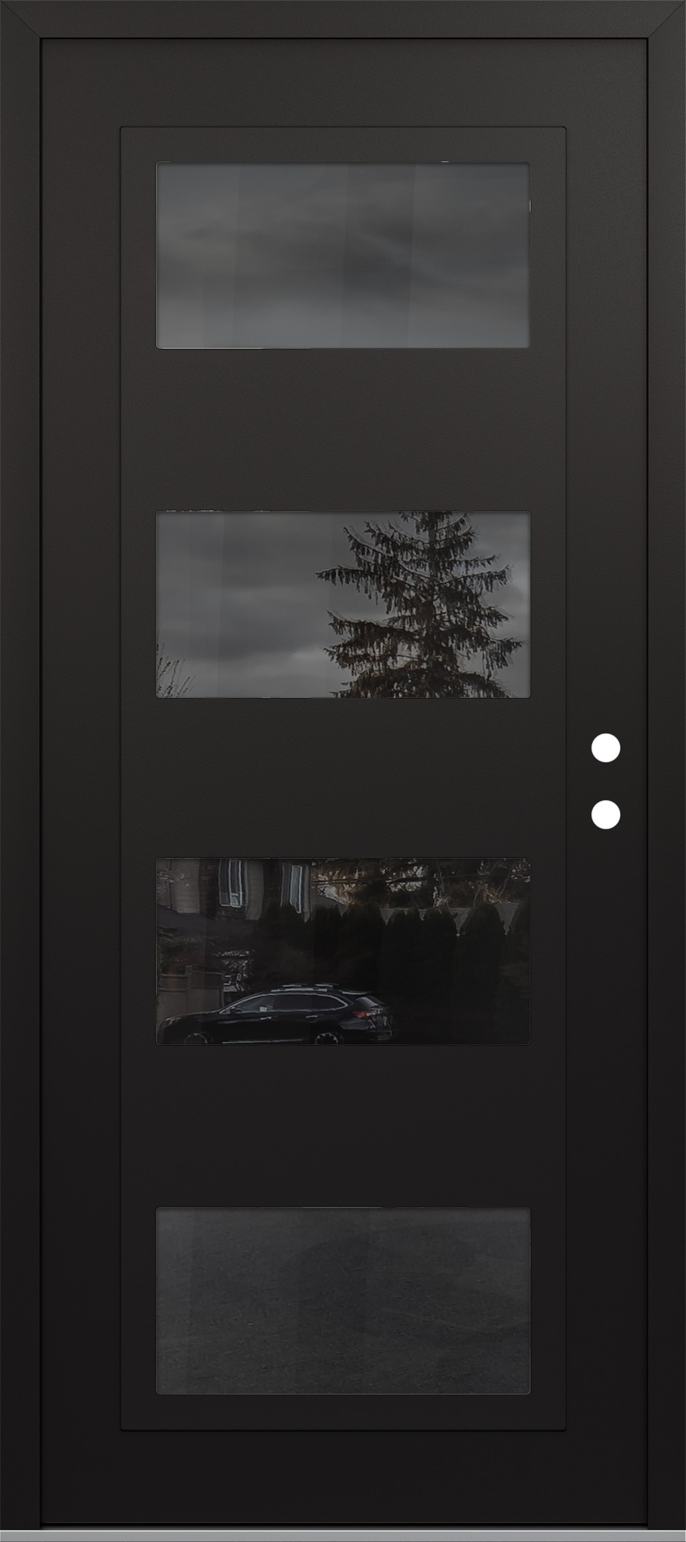 Modern Steel Front Door Diamond C2 36" x 80" black/black mirrored Glass Panel black LHI