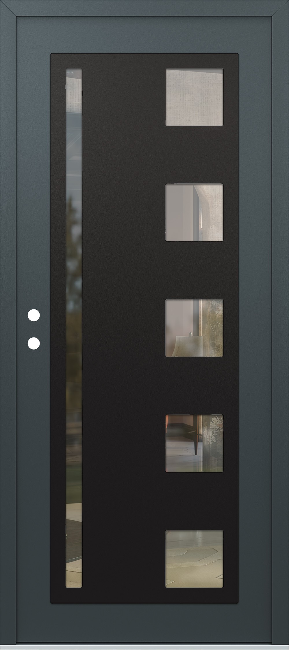 Modern Steel Front Door Diamond C3 36" x 80" anthracite/anthracite clear Glass Panel black RHI