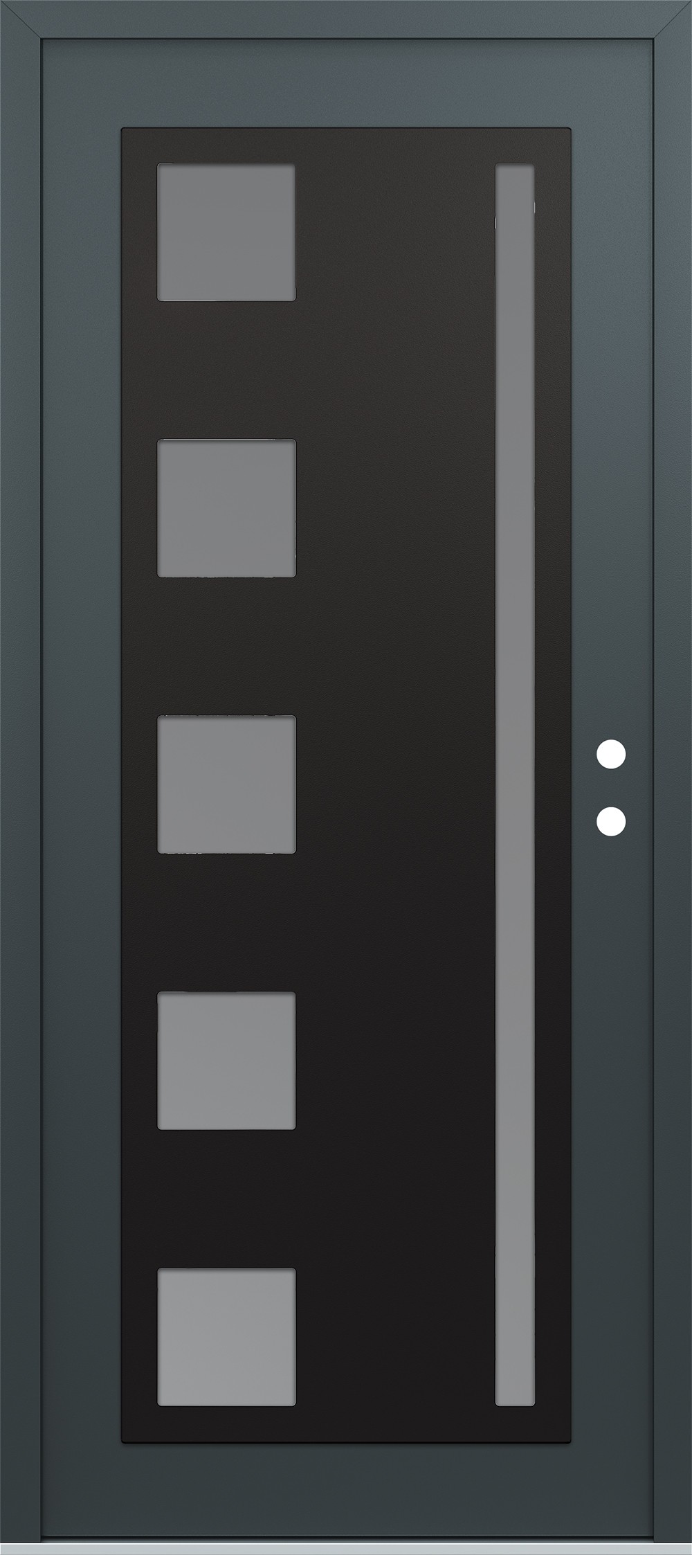Modern Steel Front Door Diamond C3 36" x 80" anthracite/anthracite frosted Glass Panel black LHI