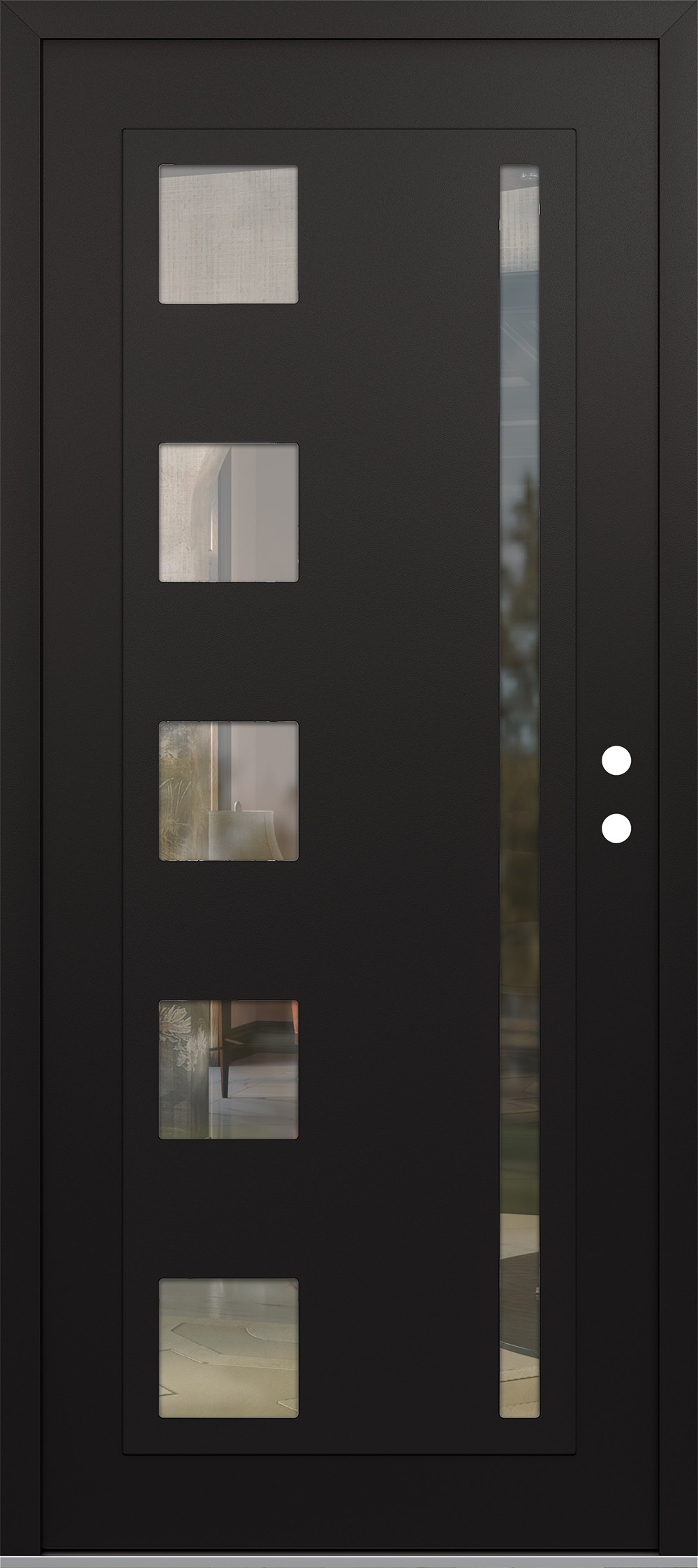 Modern Steel Front Door Diamond C3 36" x 80" black/black clear Glass Panel black LHI