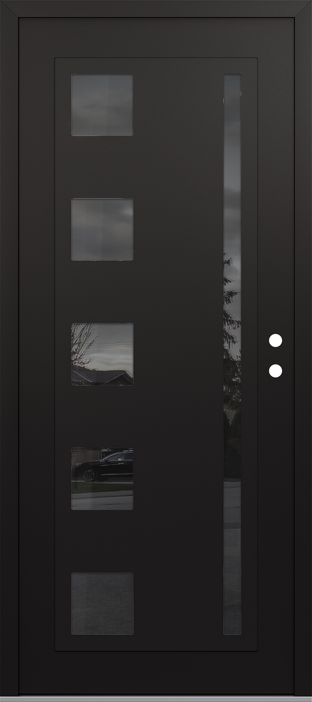 Modern Steel Front Door Diamond C3 36" x 80" black/black mirrored Glass Panel black LHI