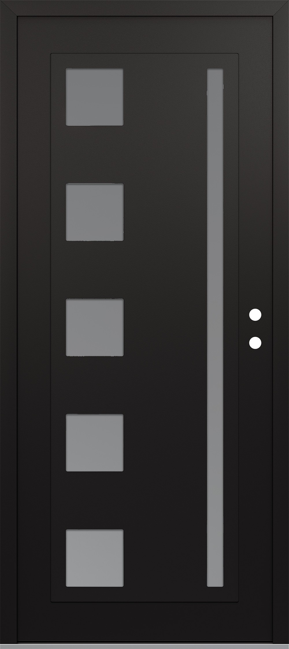 Modern Steel Front Door Diamond C3 36" x 80" black/white frosted Glass Panel black LHI
