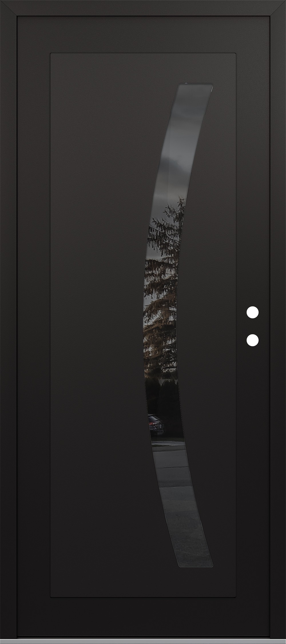 Modern Steel Front Door Diamond C4 36" x 80" black/black mirrored Glass Panel black LHI