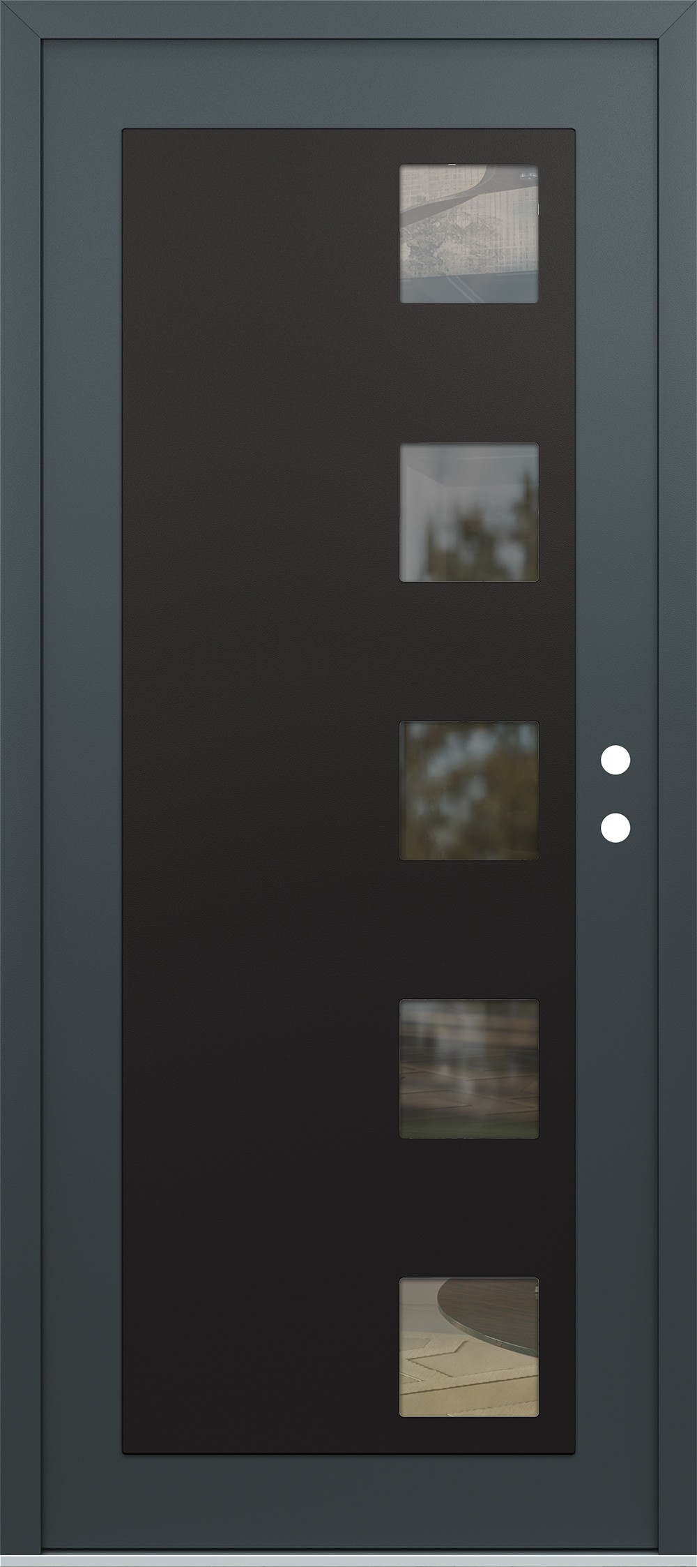 Modern Steel Front Door Diamond C5 36" x 80" anthracite/anthracite clear Glass Panel black LHI