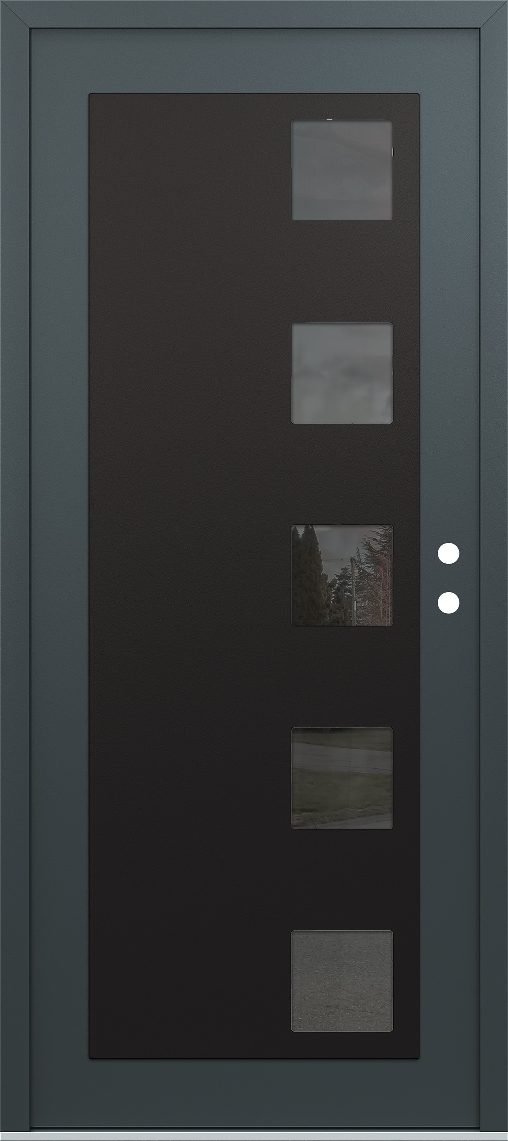 Modern Steel Front Door Diamond C5 36" x 80" anthracite/anthracite mirrored Glass Panel black LHI