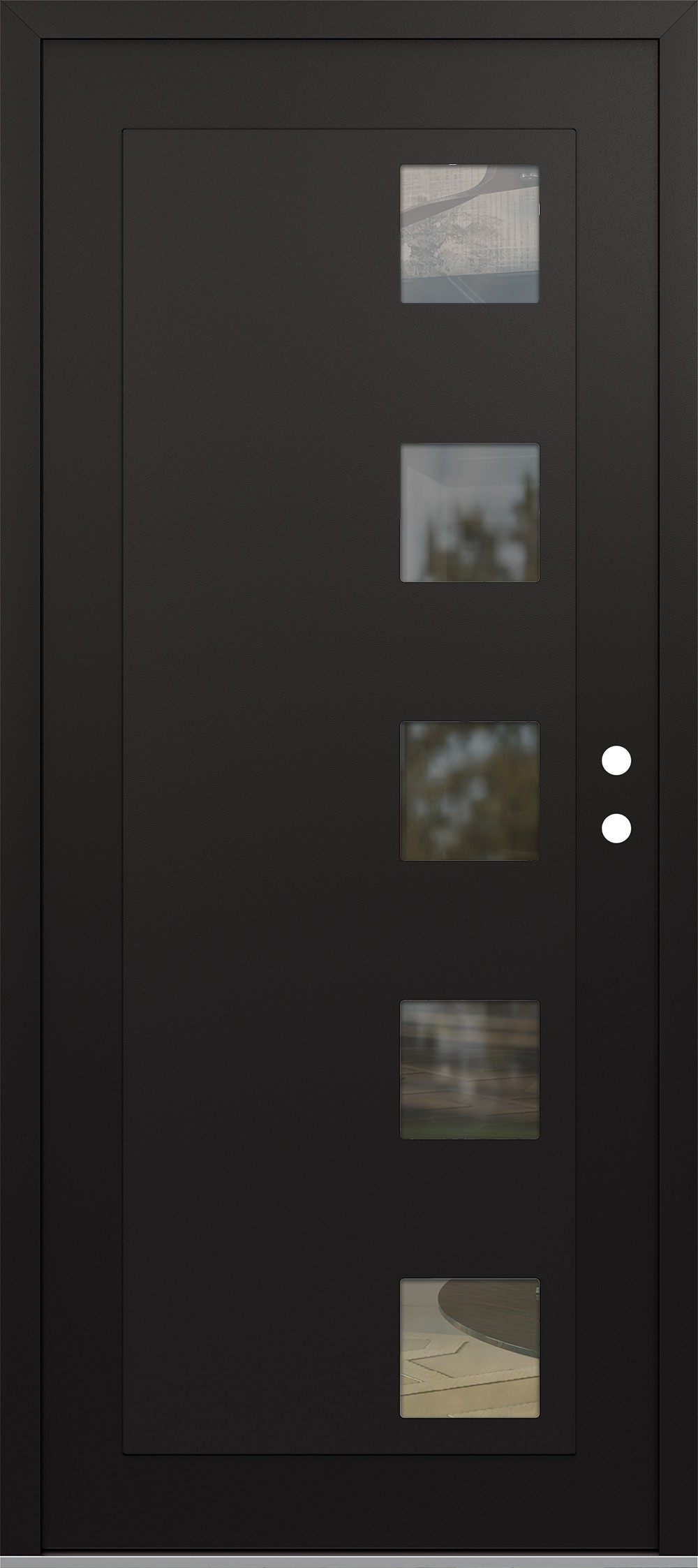 Modern Steel Front Door Diamond C5 36" x 80" black/black clear Glass Panel black LHI