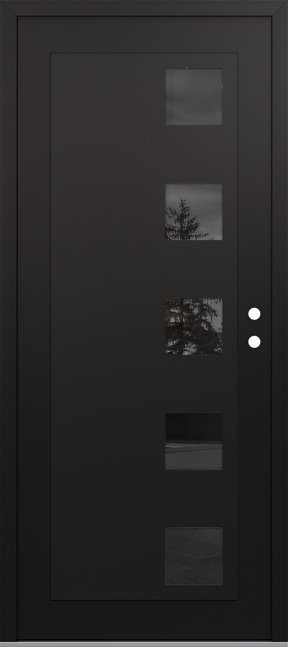 Modern Steel Front Door Diamond C5 36" x 80" black/black mirrored Glass Panel black LHI