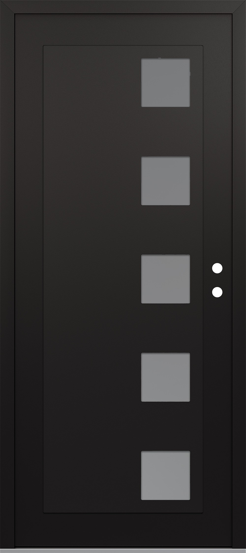Modern Steel Front Door Diamond C5 36" x 80" black/white frosted Glass Panel black LHI