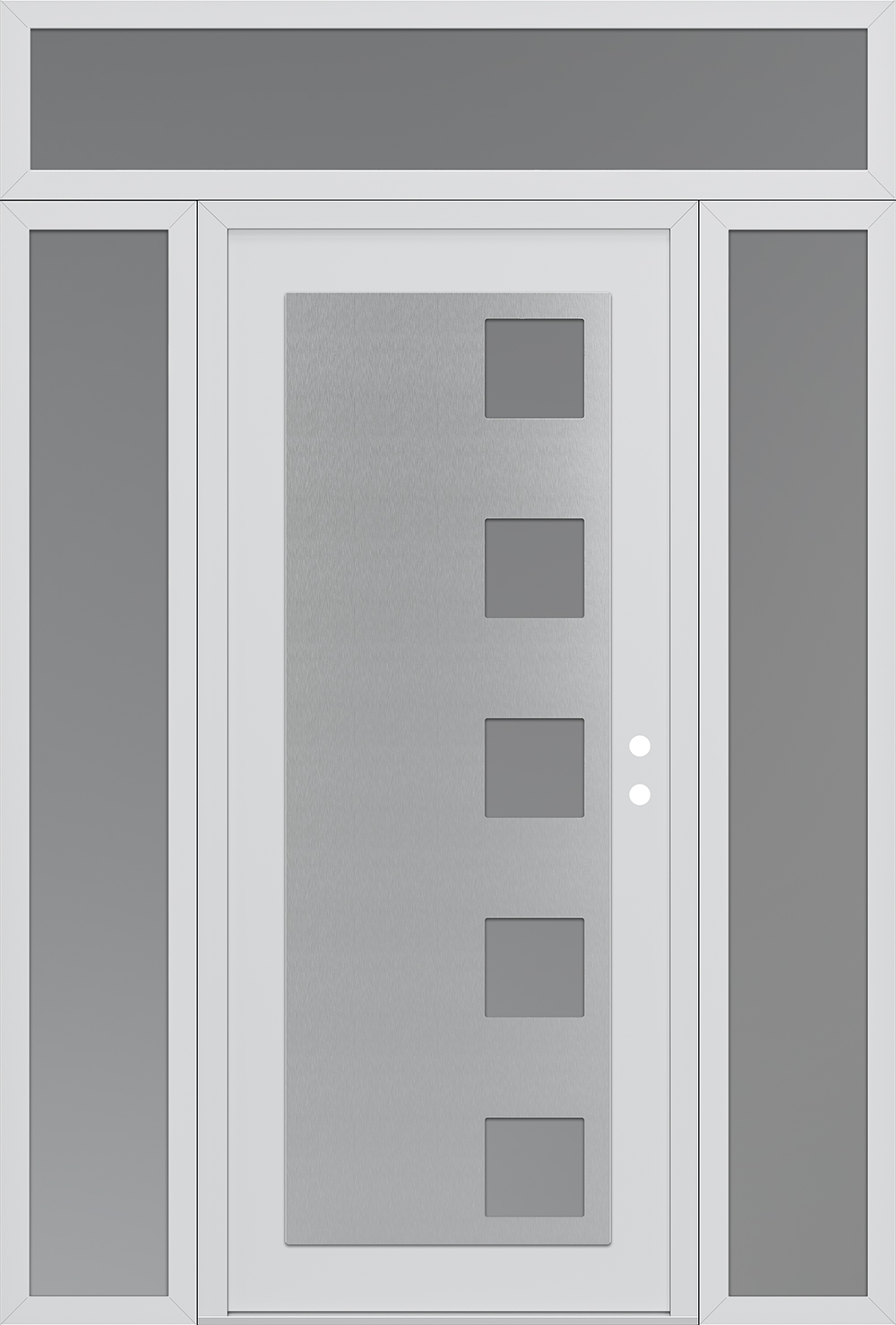 Diamond C5 68" x 96" white/white frosted Glass Panel stainless steel LHI with 2 Sidelites and Transom frosted Glass