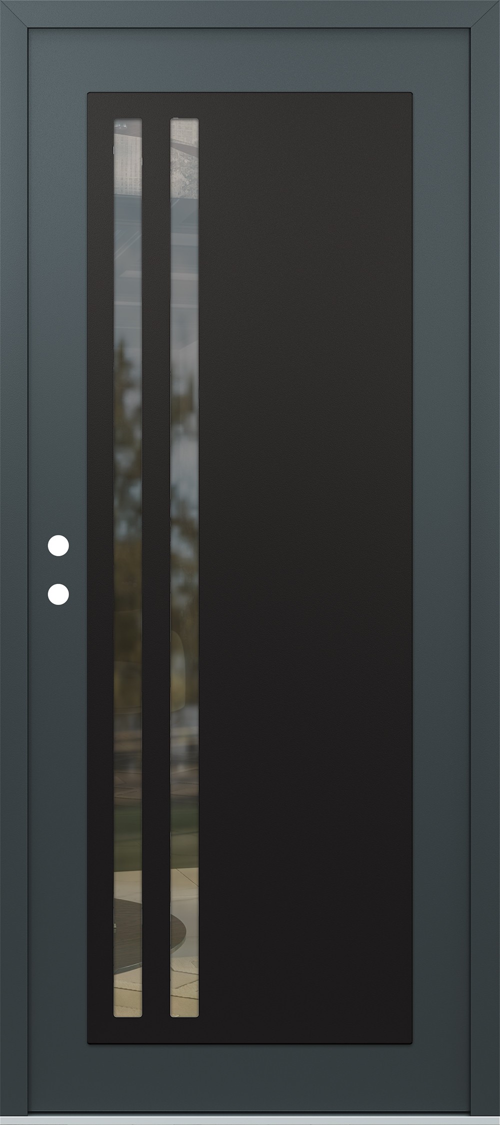 Modern Steel Front Door Diamond C6 36" x 80" anthracite/anthracite clear Glass Panel black RHI