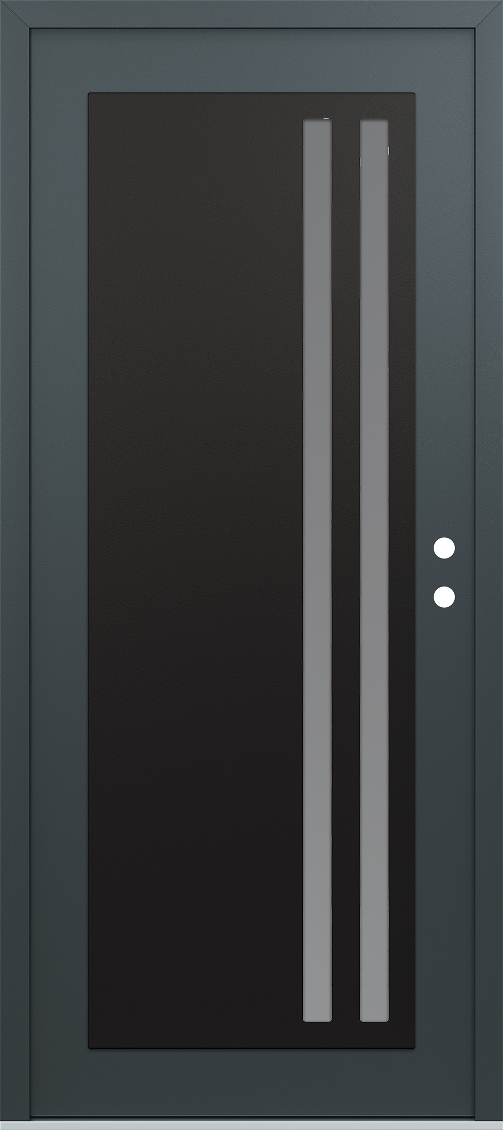 Modern Steel Front Door Diamond C6 36" x 80" anthracite/anthracite frosted Glass Panel black LHI