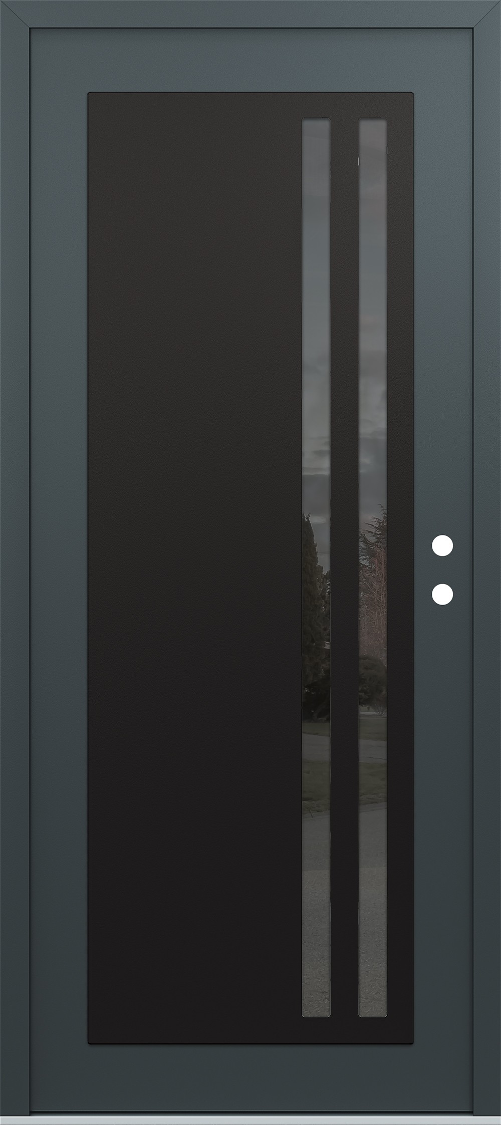 Modern Steel Front Door Diamond C6 36" x 80" anthracite/anthracite mirrored Glass Panel black LHI