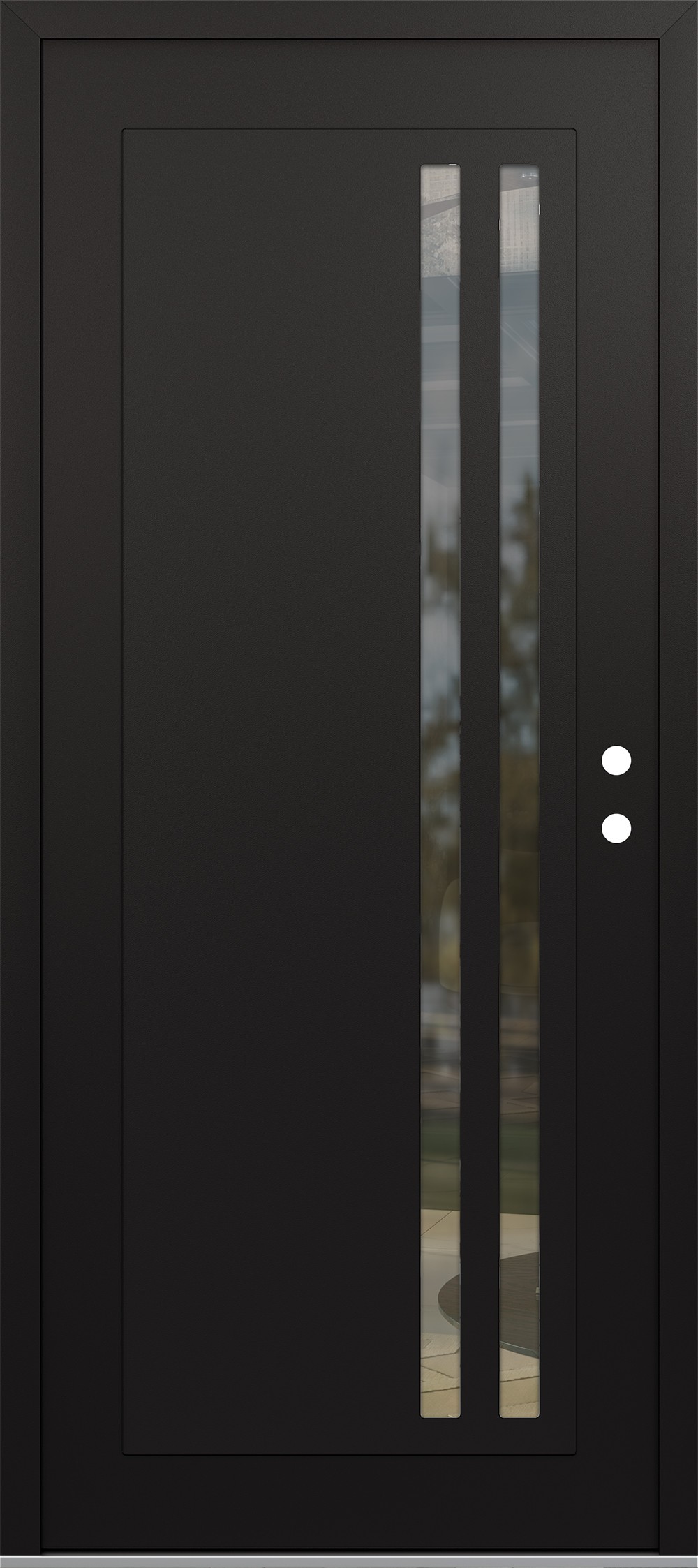 Modern Steel Front Door Diamond C6 36" x 80" black/black clear Glass Panel black LHI