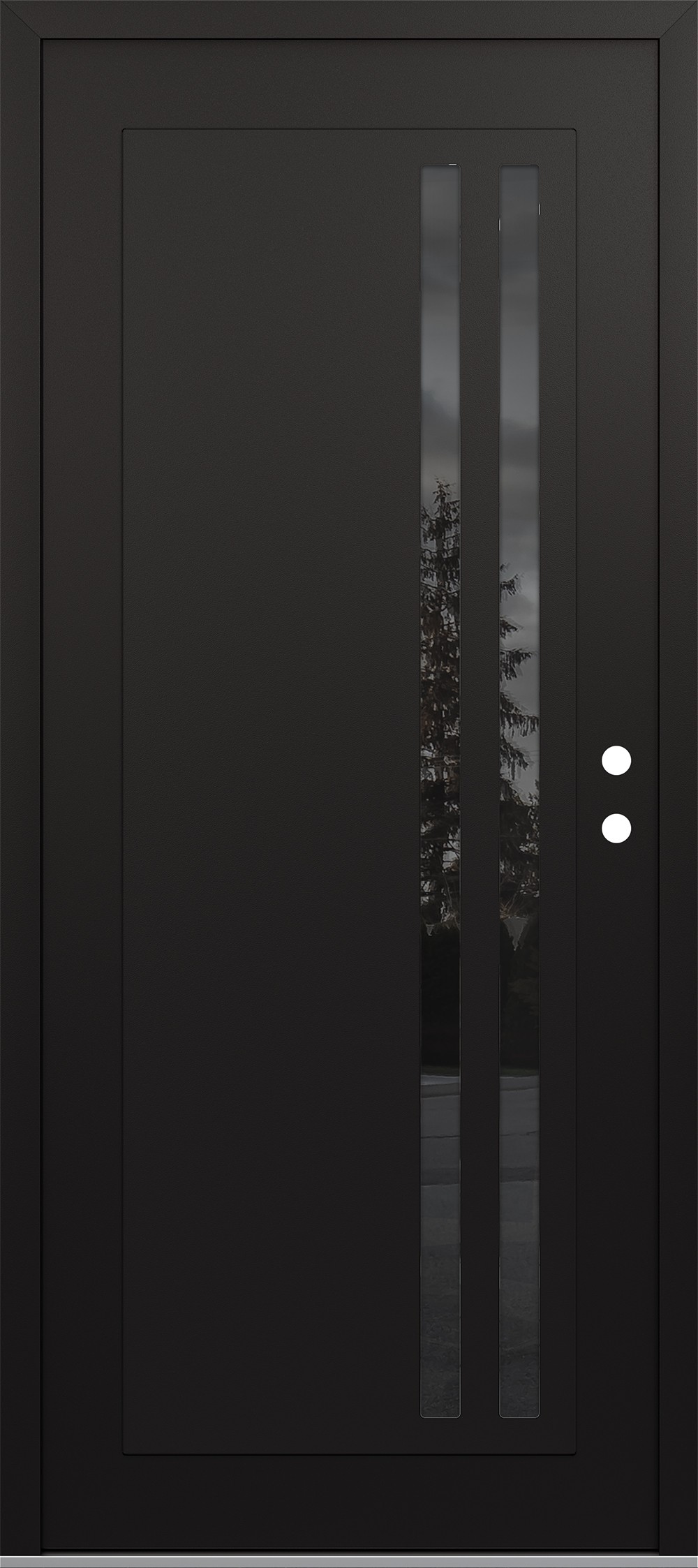Modern Steel Front Door Diamond C6 36" x 80" black/black mirrored Glass Panel black LHI
